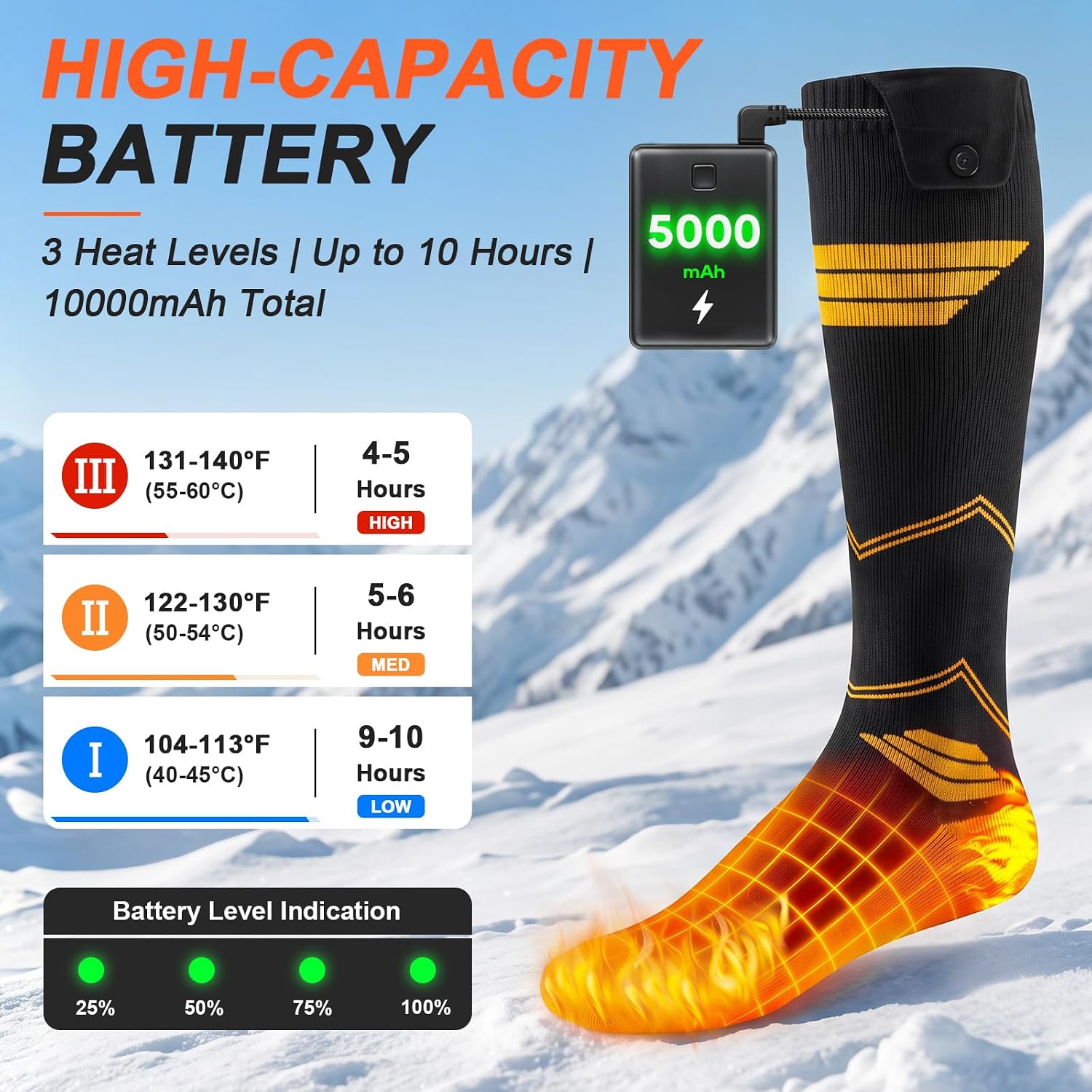 Thumbnail 4 de Eoguasa AF-01 Heated Socks with App Control, 3 Heat Levels and Dual Batteries