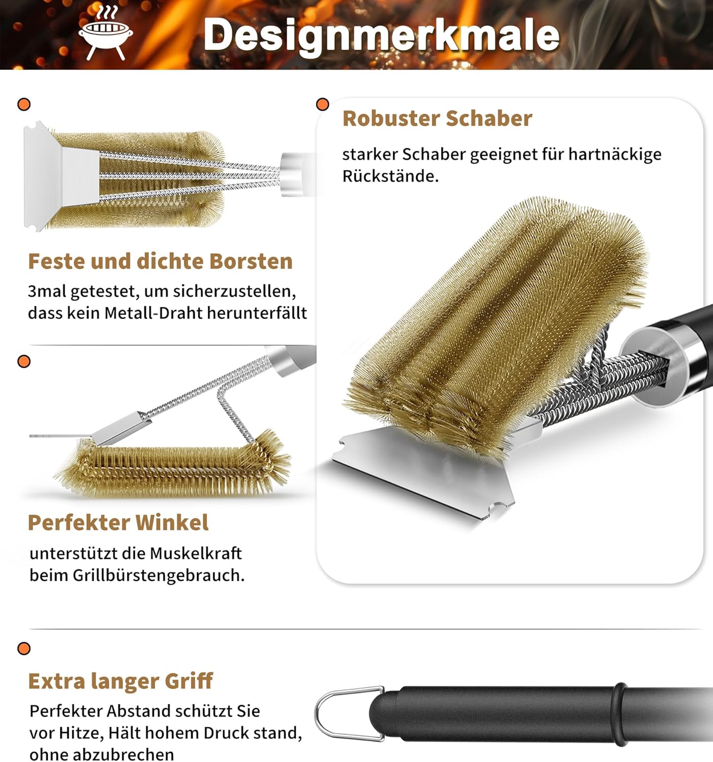 Detalle 2 de TNTOR Grillbürste Messing 2er Set für Rost