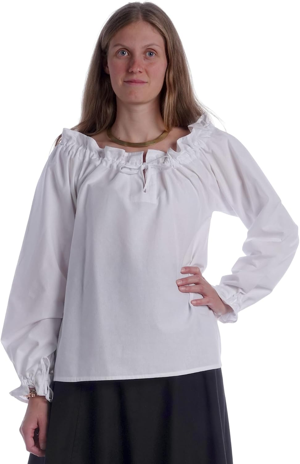 Detalle de HEMAD middeleeuwse blouse van puur katoen, beige, XS-XXL