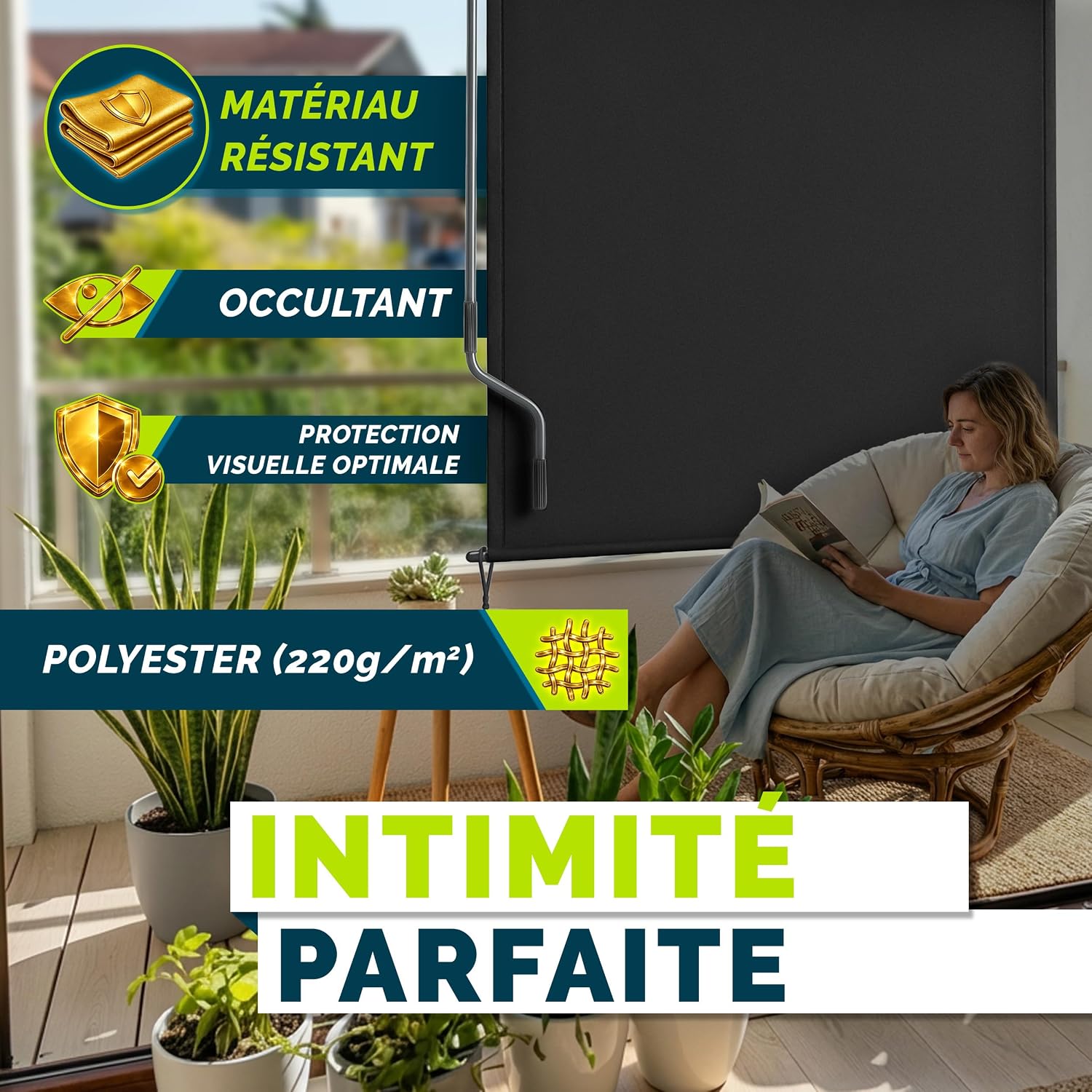 Thumbnail 6 de tillvex® Store vertical pour extérieur et intérieur 200 x 250 cm avec housse de protection