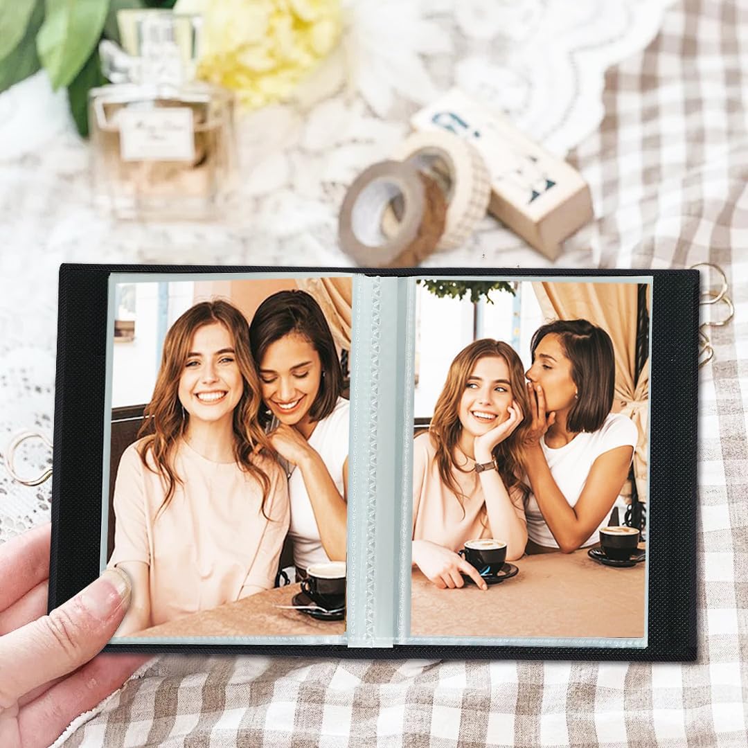 Thumbnail 2 de Miaikoe Small Photo Album 6x4 (100 Photos) Black Linen, 2-Pack