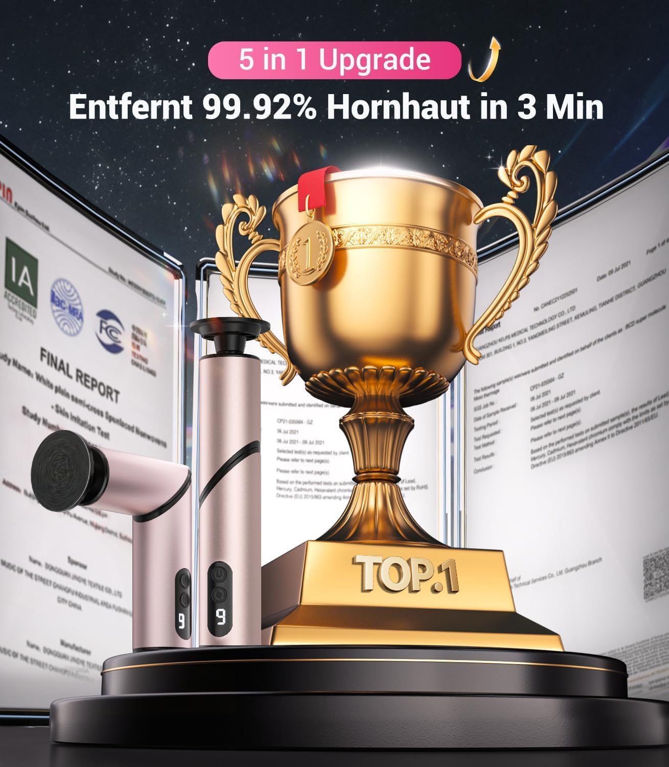 Thumbnail 1 de Elektrischer Hornhautentferner „2026 Upgrade“ mit 90° Klapp-Ergonomie & Sensortechnik