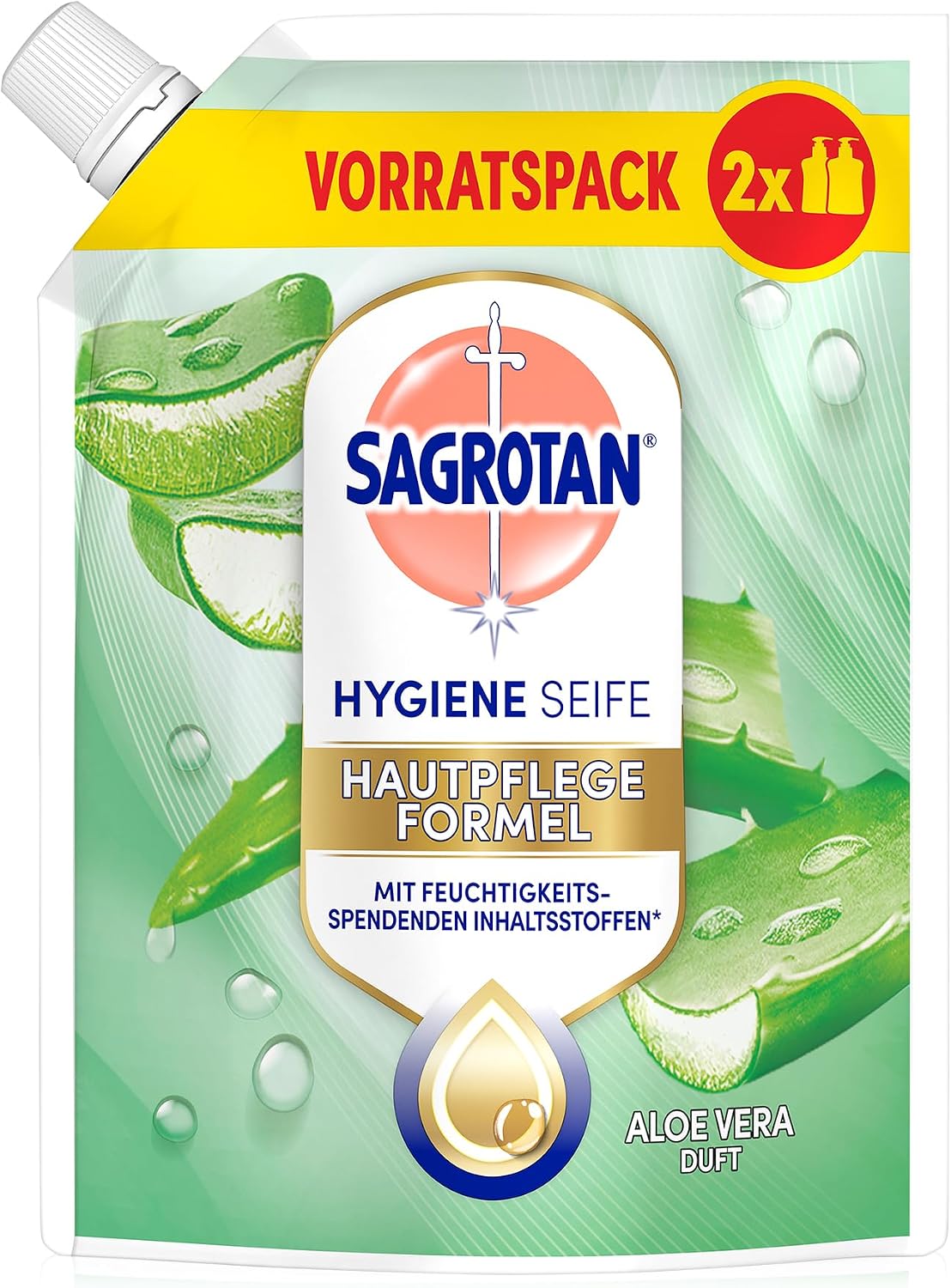 Detalle 2 de Sagrotan Handseife Nachfüller Aloe Vera, 6 x 500 ml – Feuchtigkeitsspendend und stark gegen Bakterien