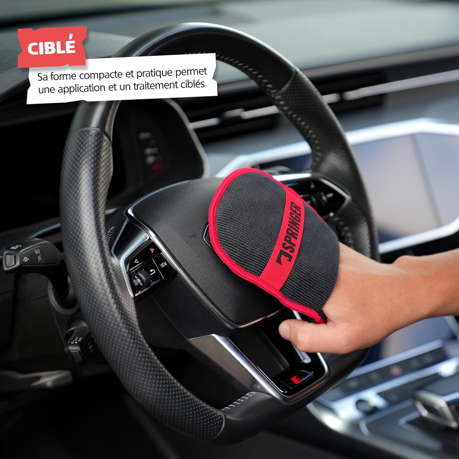 Detalle de SPRINGER ZX1100 : 2 tampons applicateur voiture en microfibre douce et non pelucheux