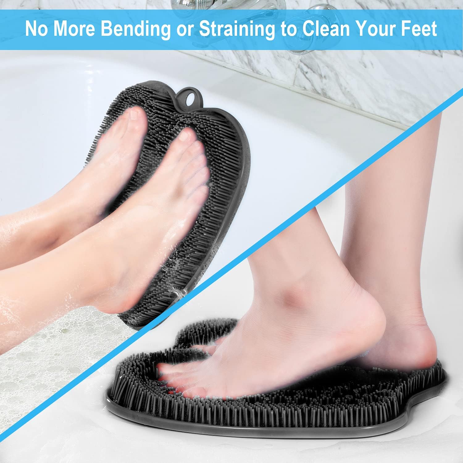 Thumbnail 1 de BESKAR Larger Shower Foot Scrubber Mat with Non-Slip Suction Cups (Black)