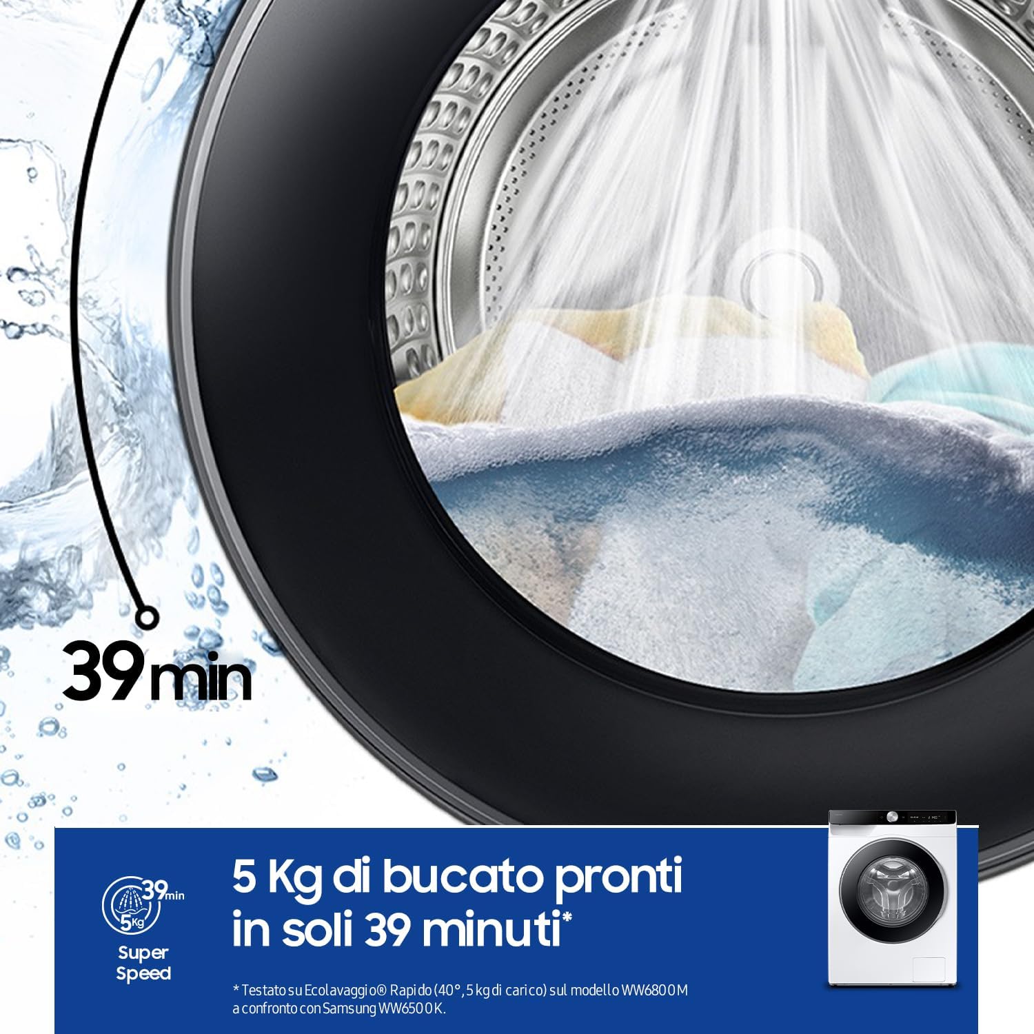 Detalle de Samsung Lavatrice AI Control WW10FG6U34LK/U3: 10 kg, AI Energy Mode e EcoBubble, lavaggio a vapore e connessa Wi-Fi
