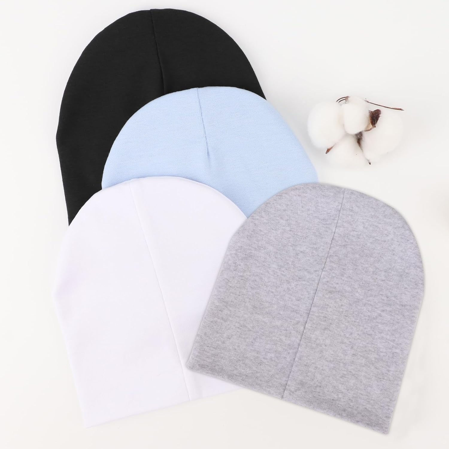 Thumbnail 6 de DRESHOW 4-pack baby beanie set for newborns and toddlers (soft knit, hospital-style caps)