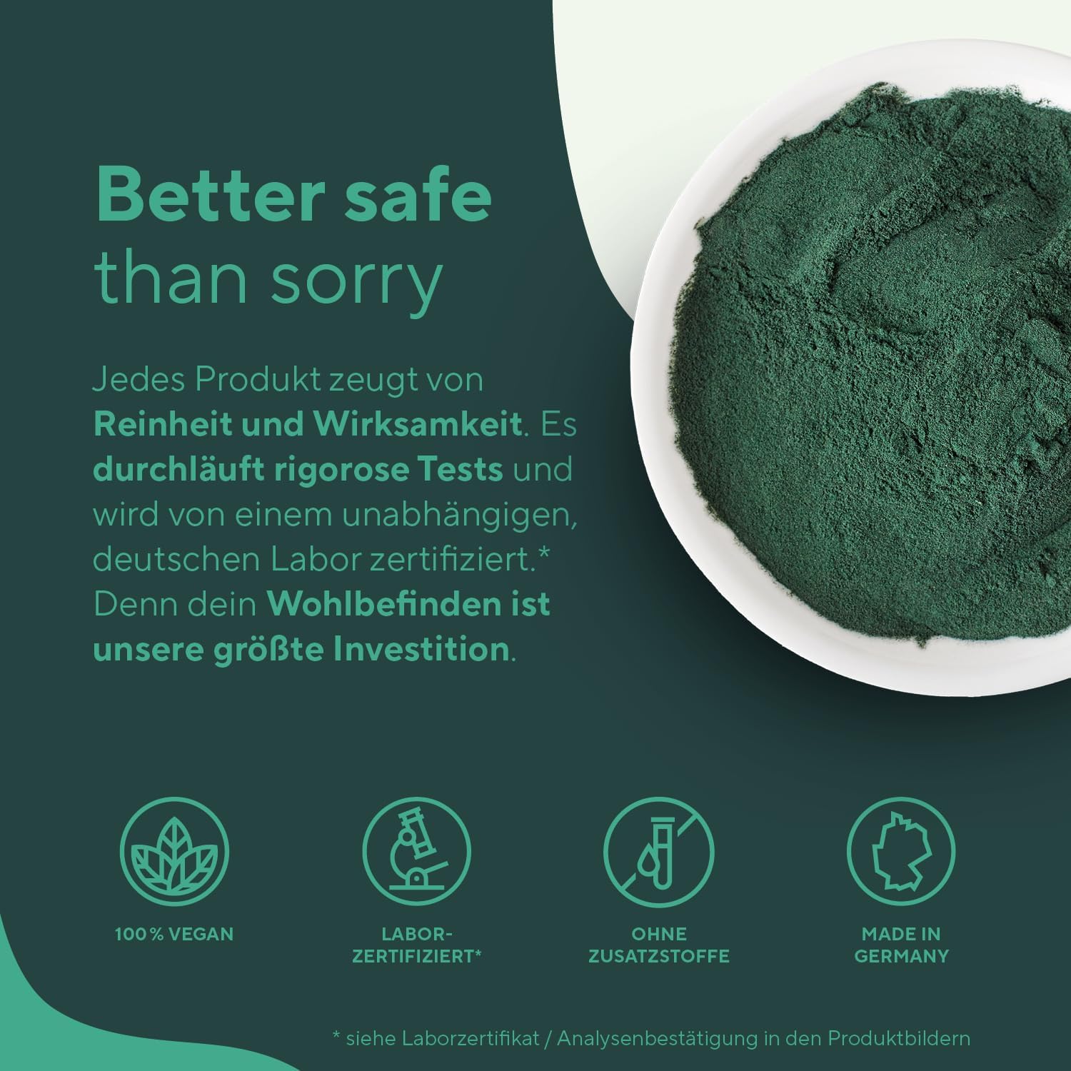 Detalle de Bio Spirulina & Chlorella Presslinge – 600 Tabletten, 6.000 mg/Tag, vegan, DE hergestellt