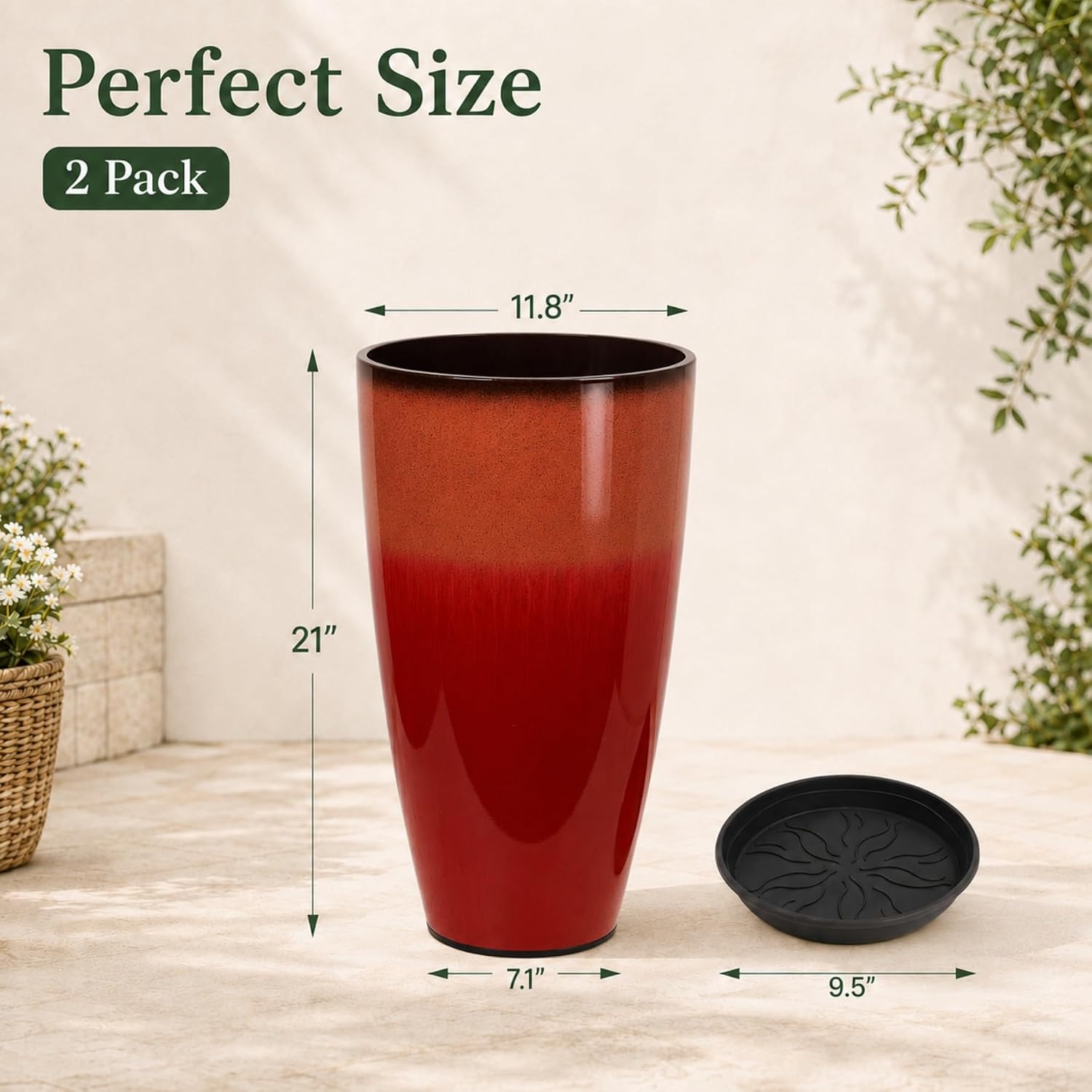 Detalle de Neoaider Tall Plastic Planters, 21-Inch