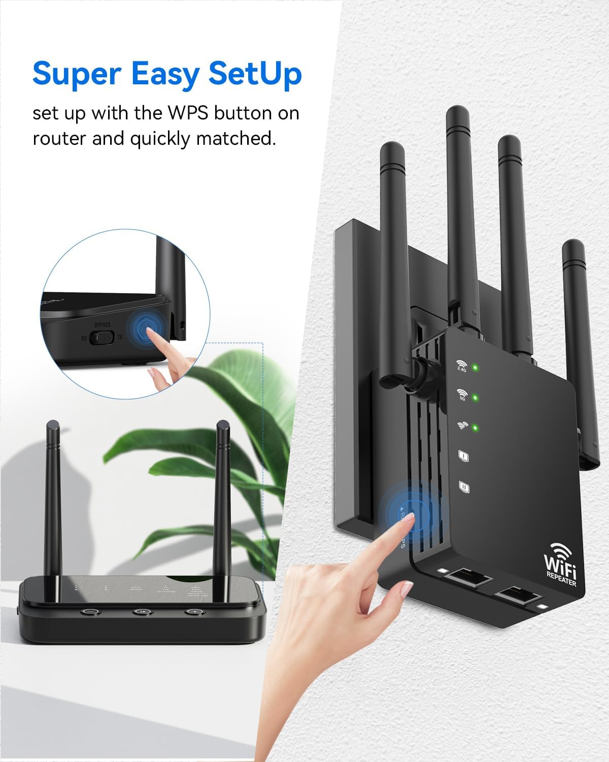 Detalle de Dual Band 5GHz/2.4GHz WiFi Extender with 12880 Sq.ft Coverage