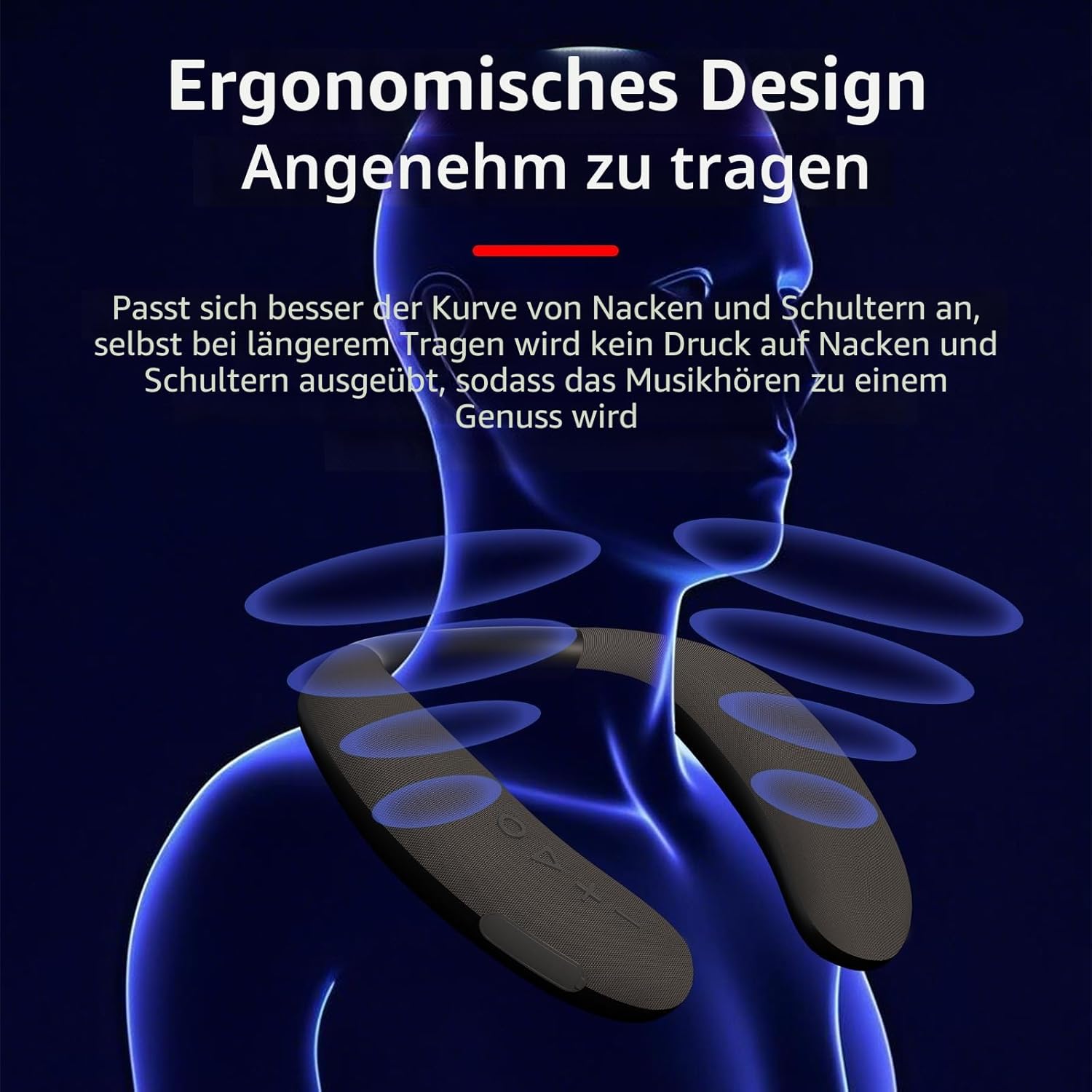 Detalle de Smalody Smaloyd Bluetooth-Nackband-Lautsprecher mit Mikrofon – kabelloser Surround-Ton fürs Outdoor