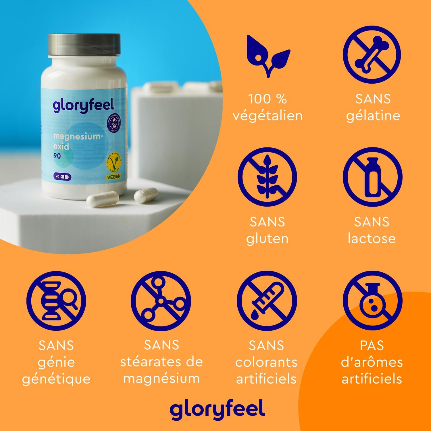Detalle de Magnésium Marin Combat la Fatigue – Oxyde de magnésium 250 mg/jour, 90 capsules