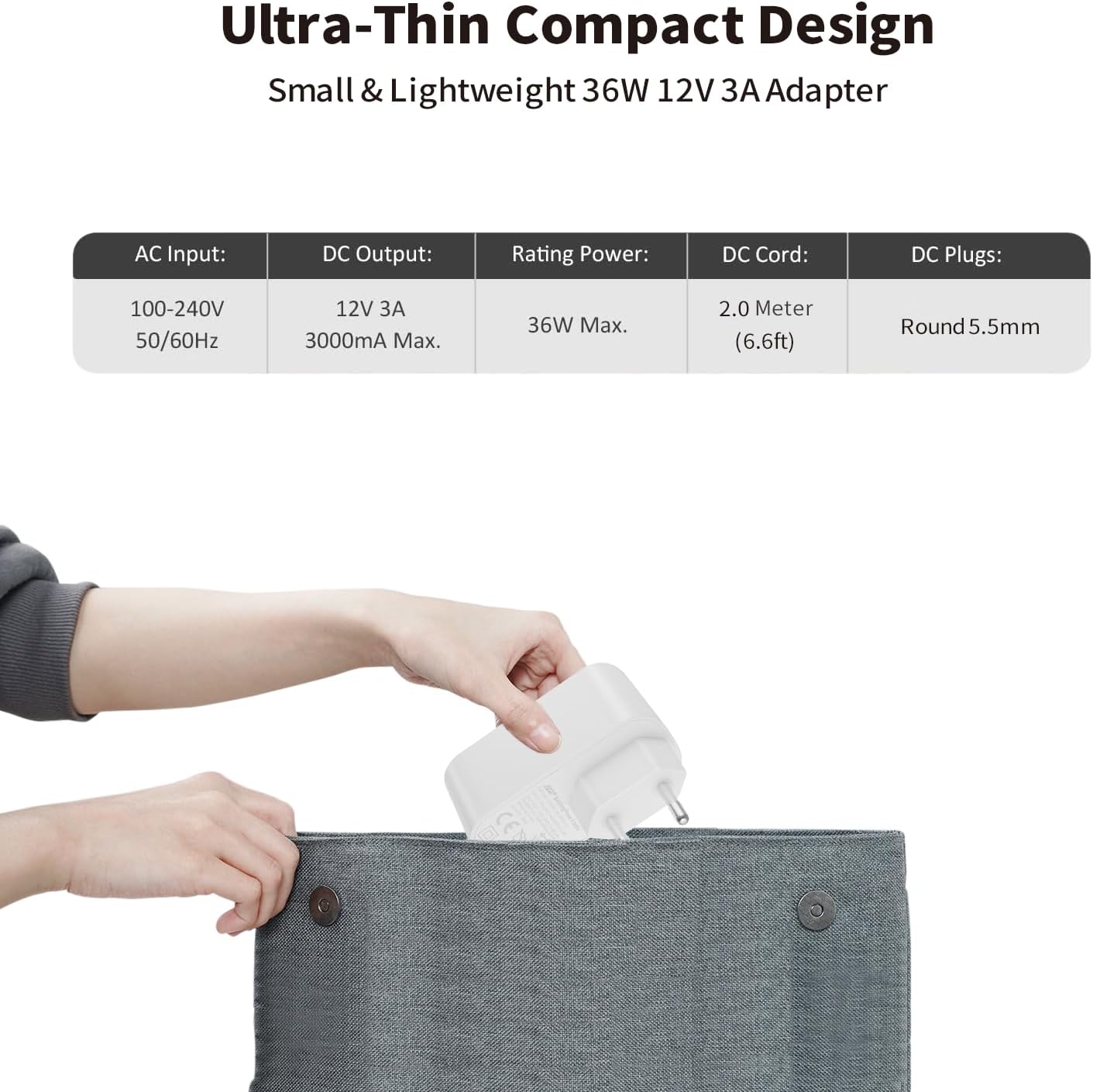 Thumbnail 2 de TONTON Netzteil 12V 3A für AVM FRITZ!Box & Telekom Speedport Smart – weiß, extra langes Kabel (2 m)