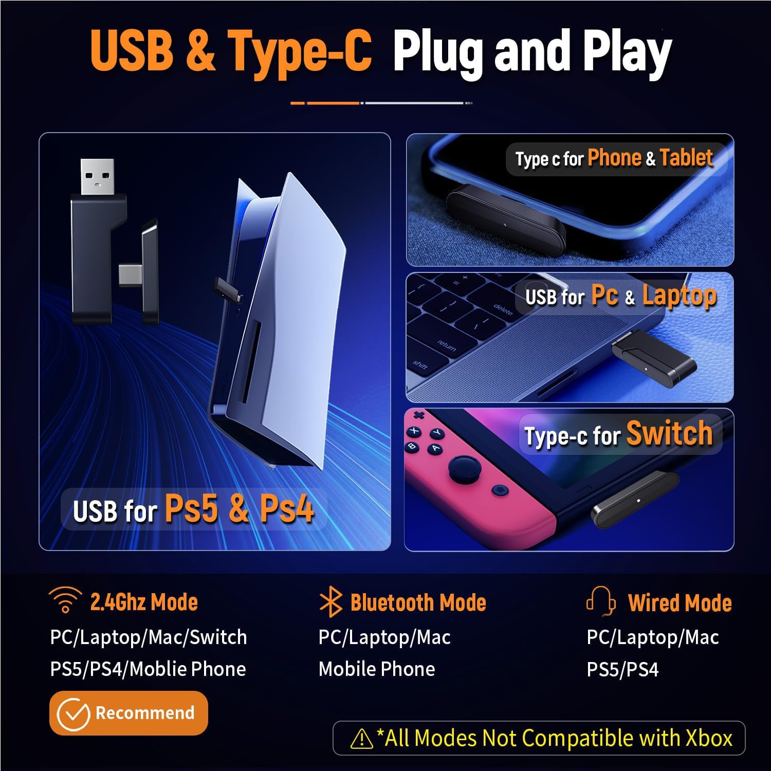 Thumbnail 5 de Ozeino Wireless Gaming Headset 40 hr battery