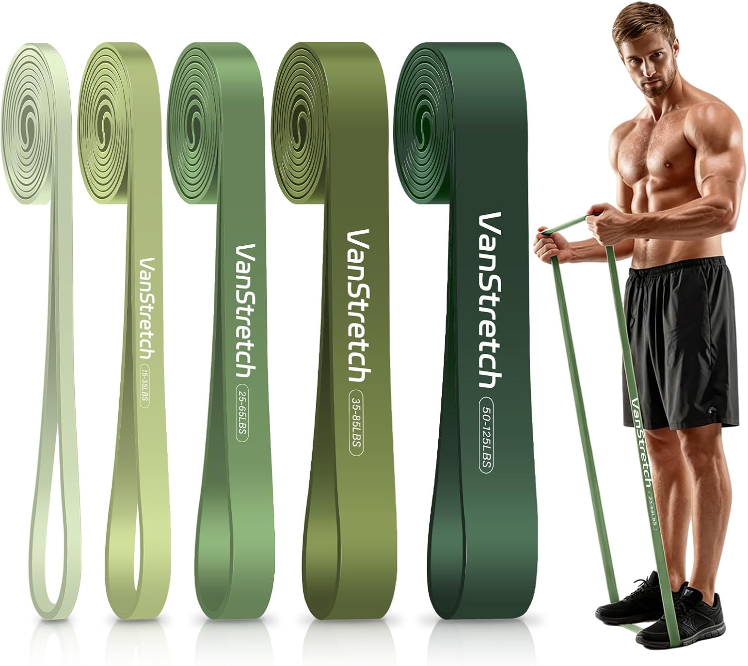 Detalle de VanStretch RB00B4 Resistance Bands, 5 Levels, TPE, Green