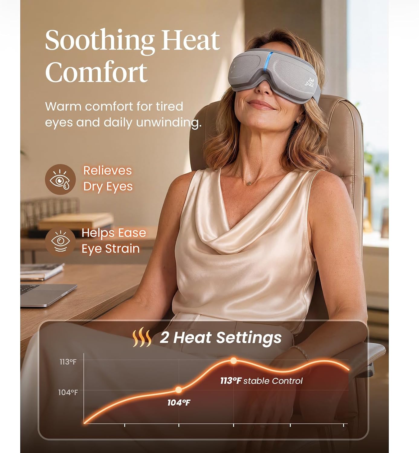 Detalle 2 de BOB AND BRAD Eye Massager with Heat and Cooling — EyeOasis 2 for Dry Eyes, Migraine Relief, and Sleep Support