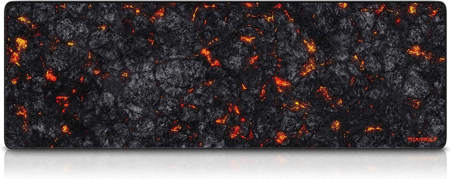 Detalle 2 de TITANWOLF Gaming-Mauspad „Titanwolf Lava“ (1200x400 mm) – XXXL Übergröße für mehr Platz und präzise Maussteuerung