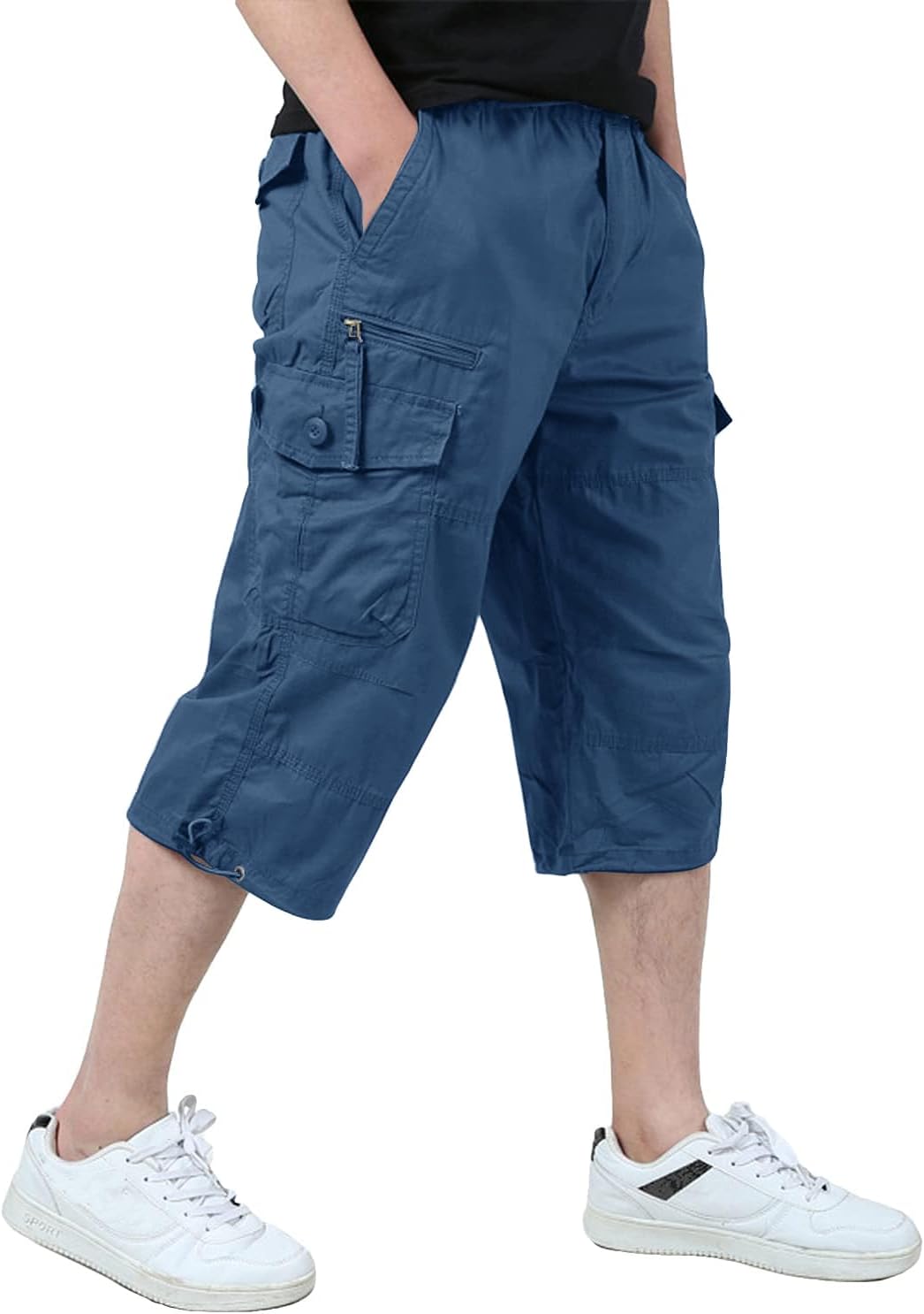Thumbnail 6 de KEFITEVD 3/4 Hose Herren Cargo Shorts – lässige Baumwoll-Shorts mit viel Stauraum