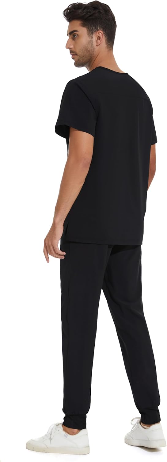 Detalle de COZYFIT Men Scrubs Set (V-Neck Top & Yoga Jogger Pants) with 8 Pockets