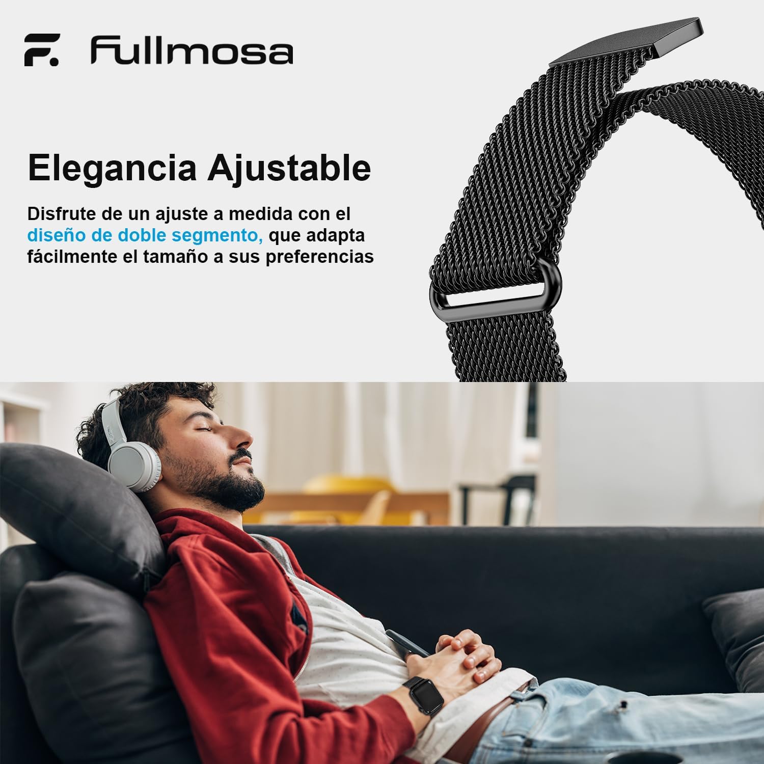 Detalle de Fullmosa Correa magnética Milanese para Apple Watch 44 mm