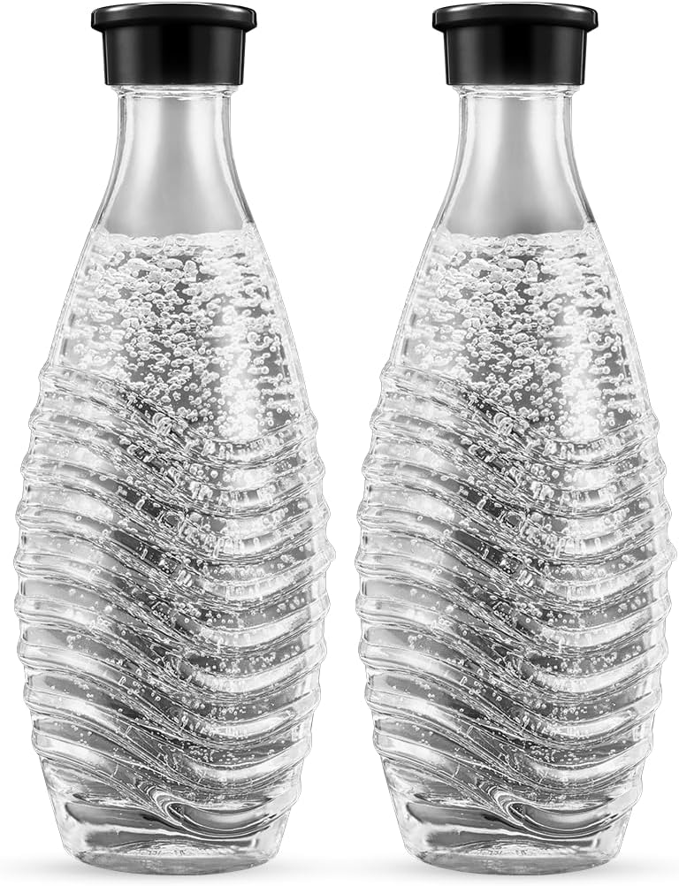 Detalle de Caraffe in vetro SodaStream - 2 bottiglie da 0,7 L riutilizzabili, lavabili in lavastoviglie, compatibili con Penguin e Crystal