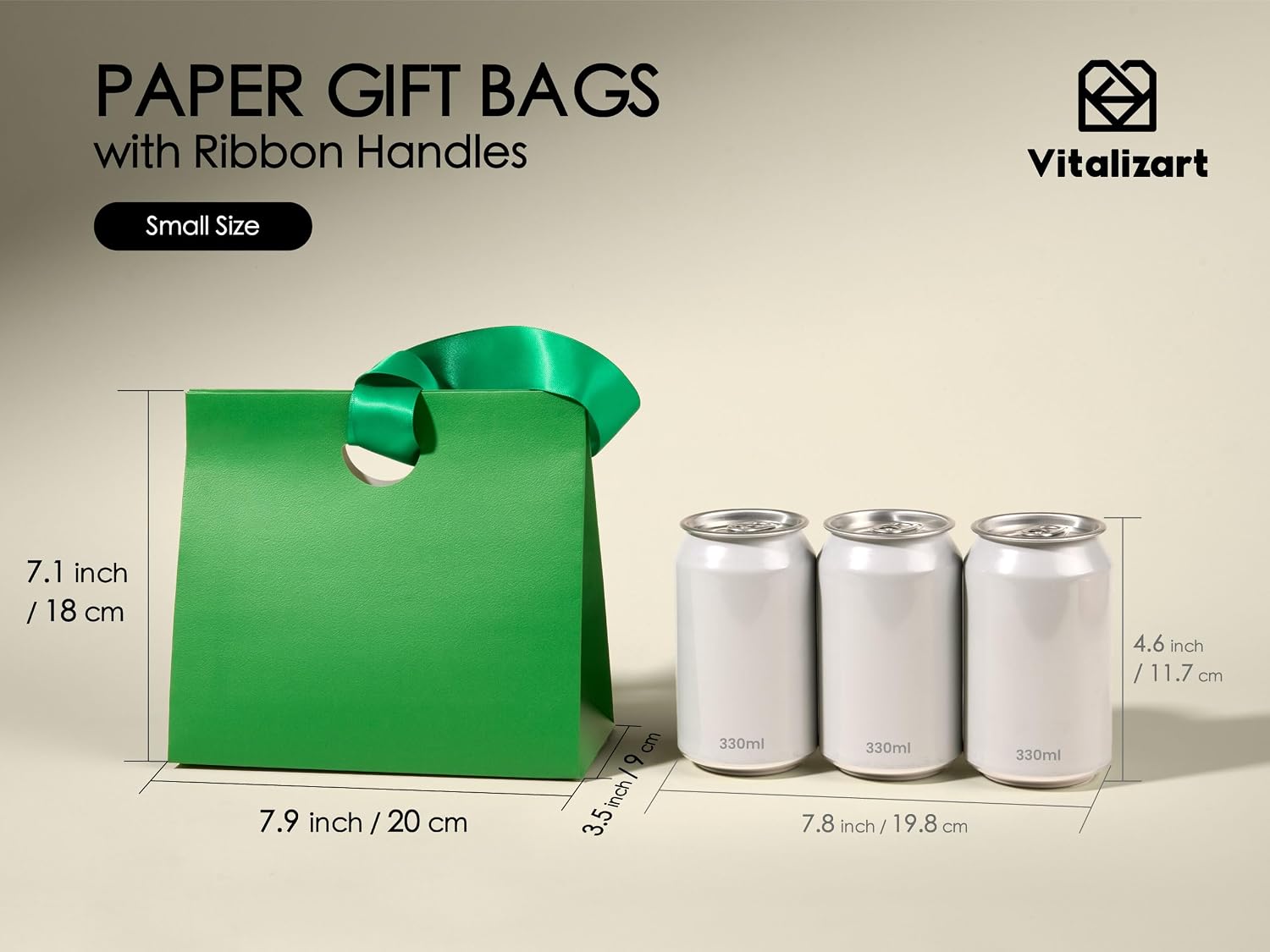 Thumbnail 1 de Vitalizart Paper Gift Bags With Ribbon Handles – Set of 10 Assorted Colors (7.87" x 3.54" x 7.09")