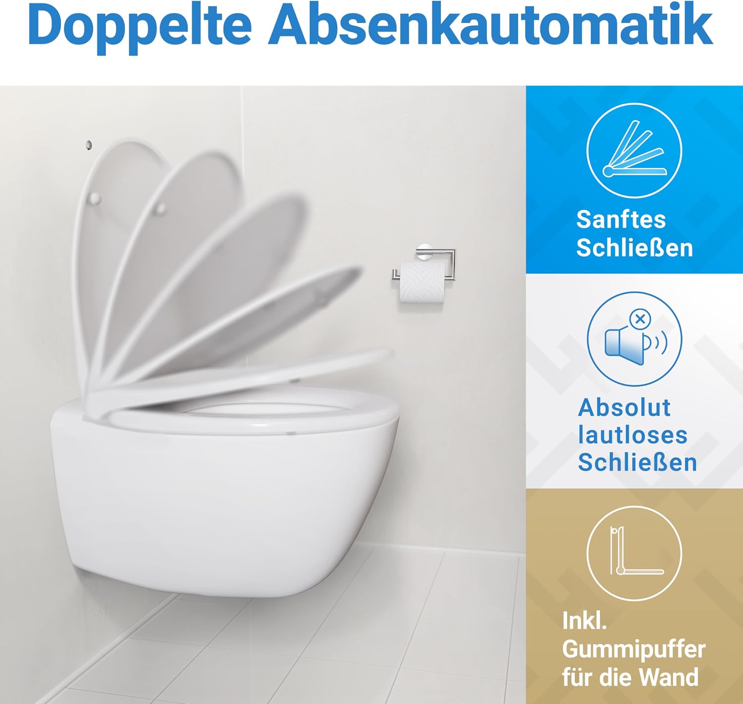 Detalle de LOBENSWERK Toilettendeckel mit Absenkautomatik: antibakteriell, UV-beständig, einfache Montage