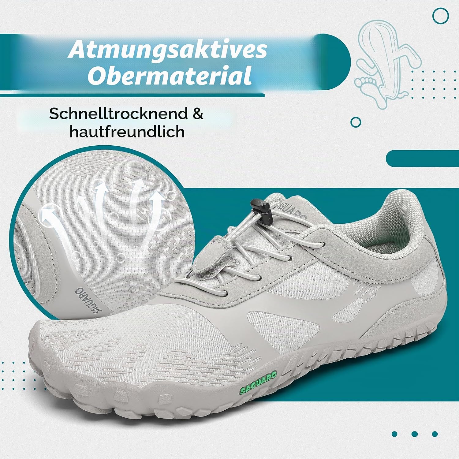 Thumbnail 2 de SAGUARO Barfußschuhe Outdoor – Unisex, breiter Zehenbereich, Zero-Drop Sohle, Schnellschnürsystem, Gr. 36–48