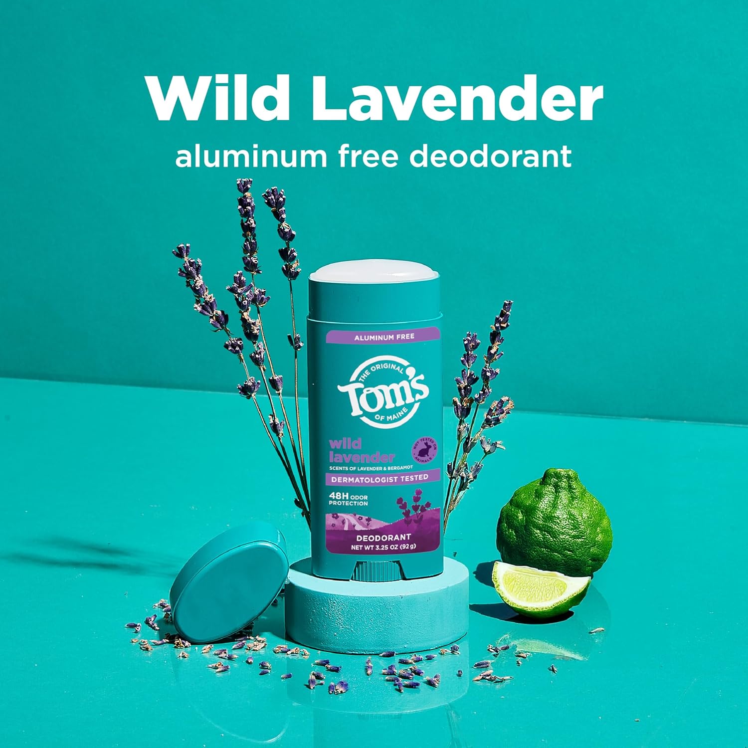 Detalle 2 de Tom’s of Maine Wild Lavender Aluminum-Free Natural Deodorant (2 Pack, 3.25 oz each) — 48-Hour Odor Protection