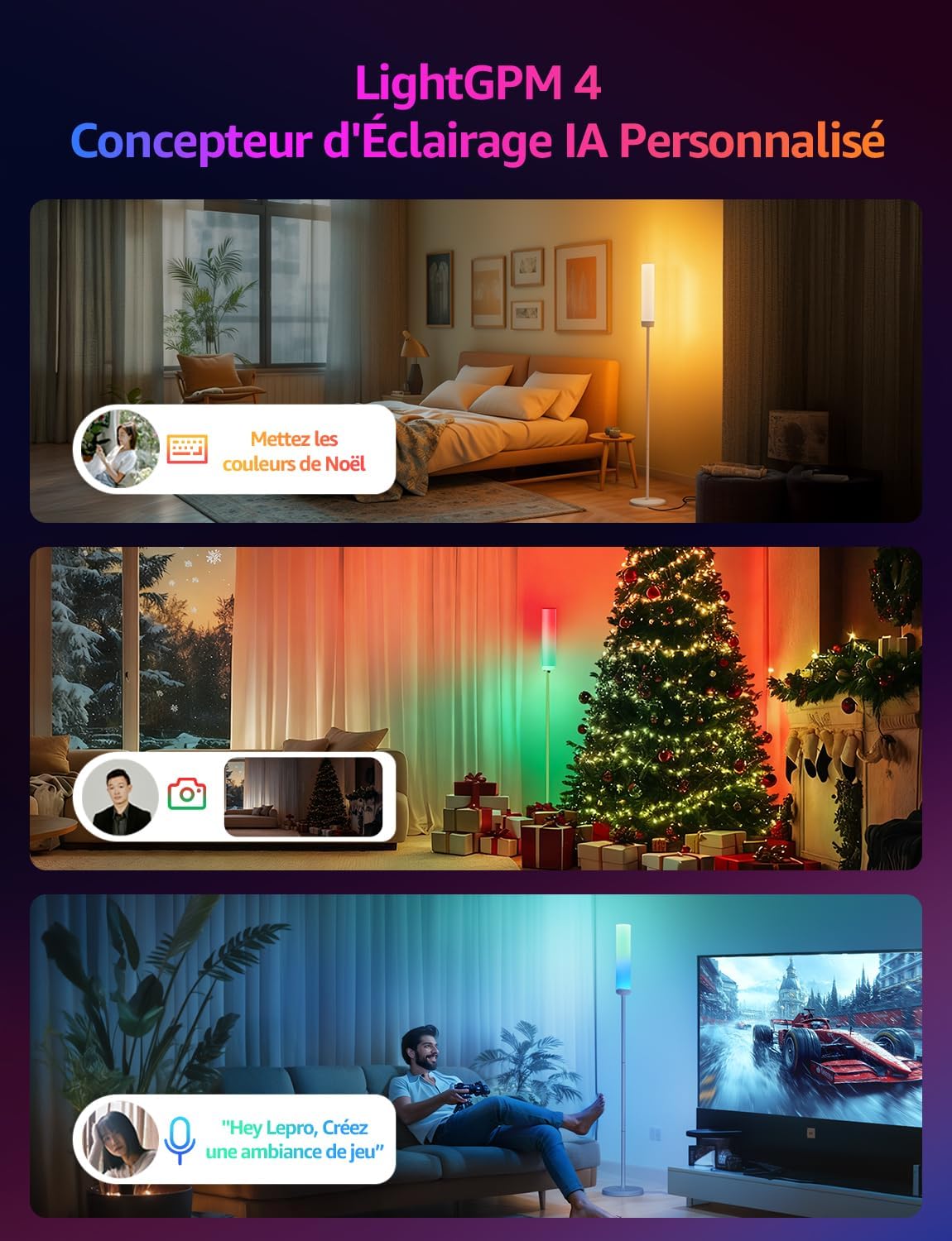 Thumbnail 2 de Lepro O1 IA Lampadaire LED : l’éclairage ambiant intelligent pour votre salon et chambre