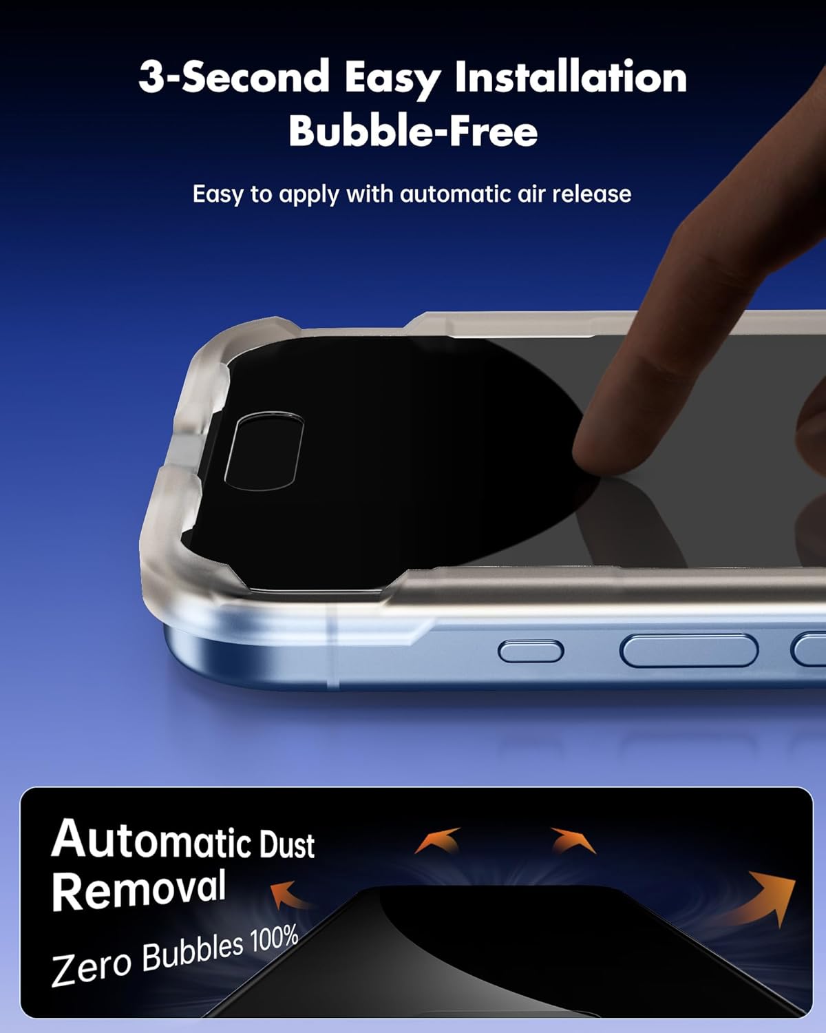 Thumbnail 5 de UNBREAKcable Verre trempé anti-espion pour iPhone 17 (6,3 pouces) – Lot de 2, dureté 9H et cadre d’installation