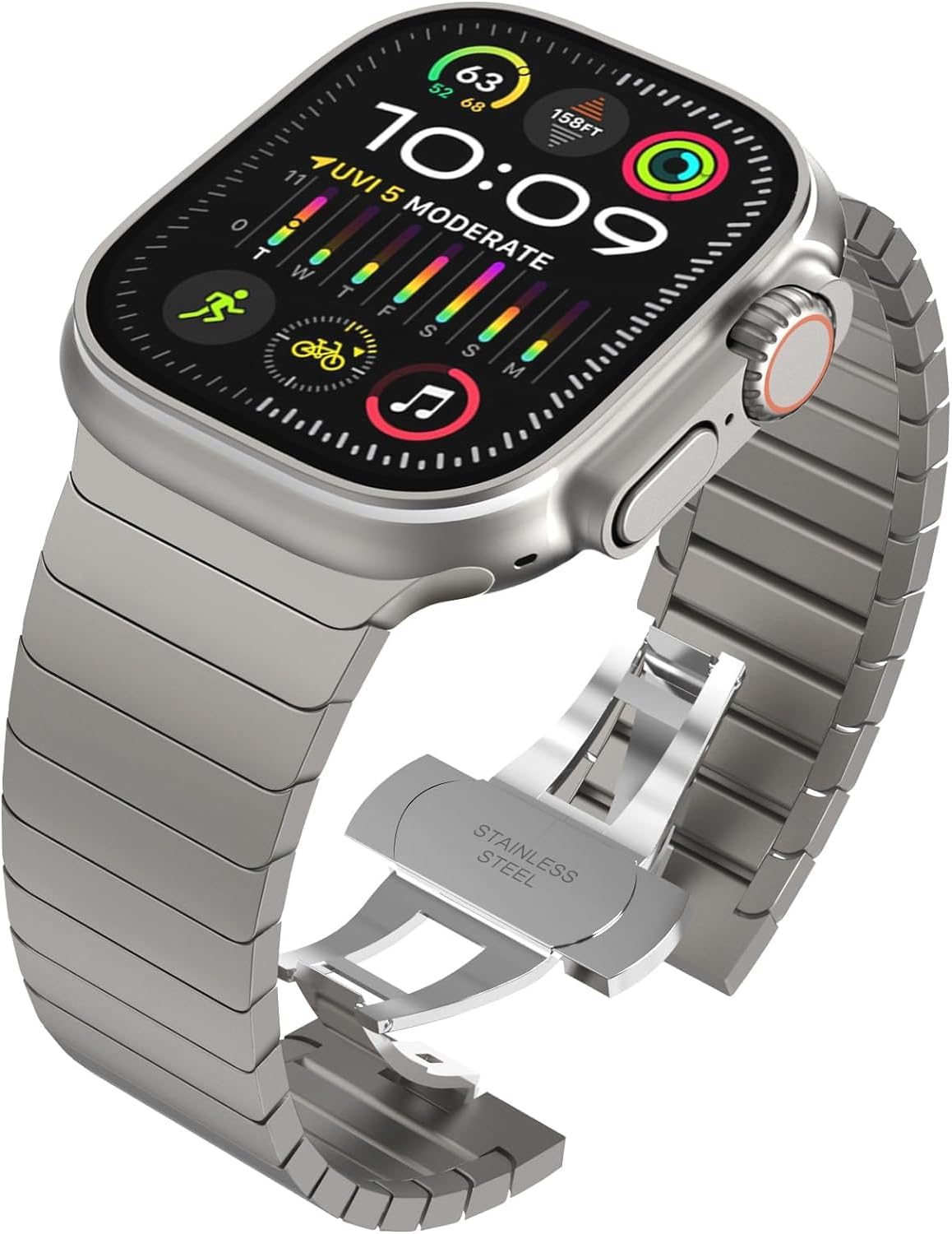 Detalle de Cinturino titan per Apple Watch Ultra in acciaio
