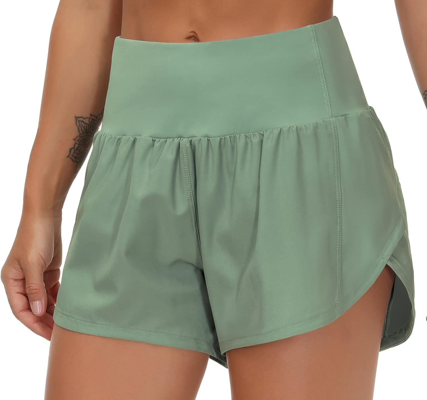 Thumbnail 6 de THE GYM PEOPLE Women's High Waisted Running Shorts with Mesh Liner and Zipper Pockets