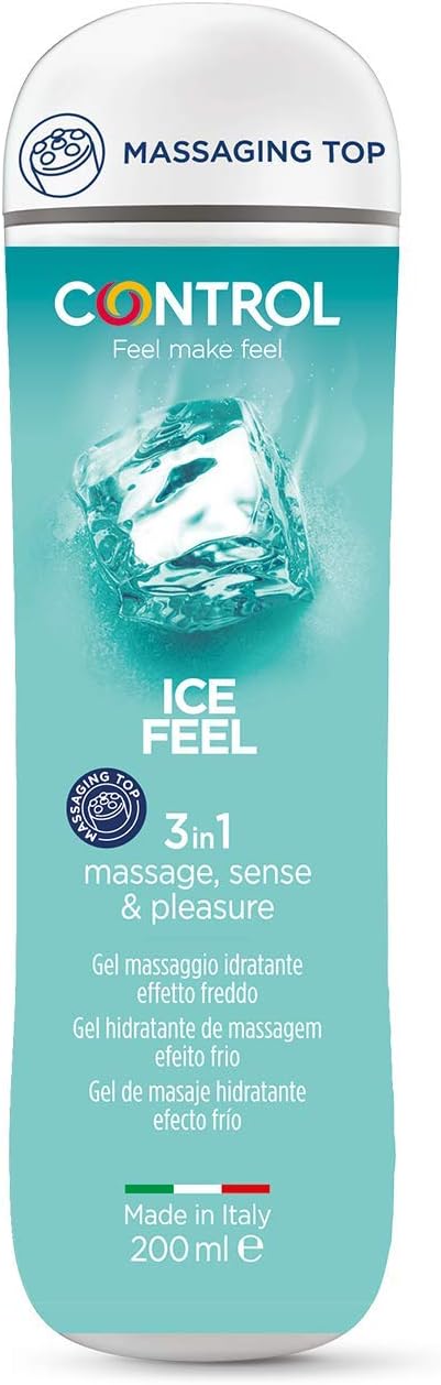 Control Ice Feel Gel Massaggio 3 in 1 a base d'acqua con effetto rinfrescante – 200 ml, Made in Italy