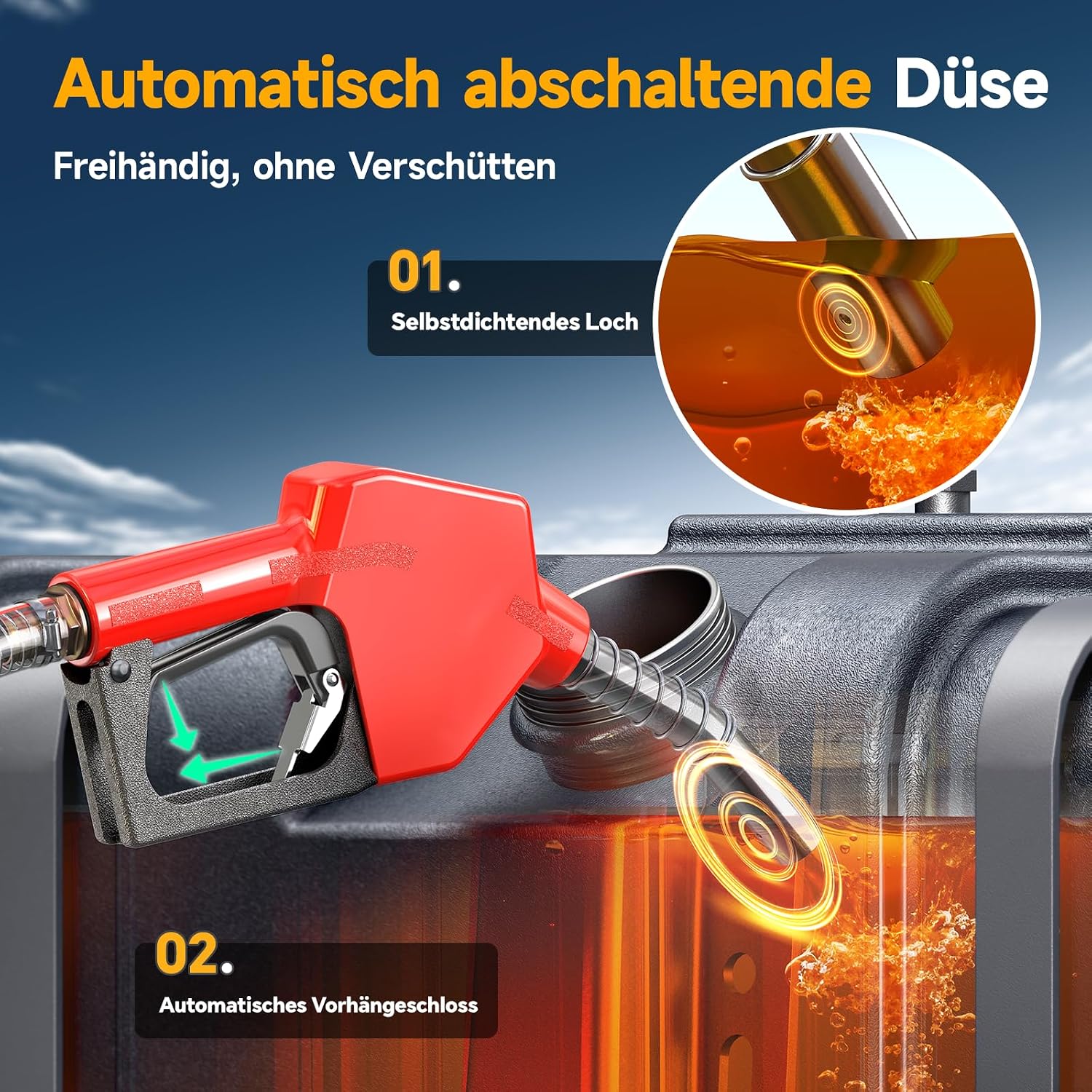 Detalle de Taskstar Dieselpumpe Akku 45 L/min – 21V Kraftstoffpumpe Set mit 2x4Ah Akku, tragbar, Auto-Stopp