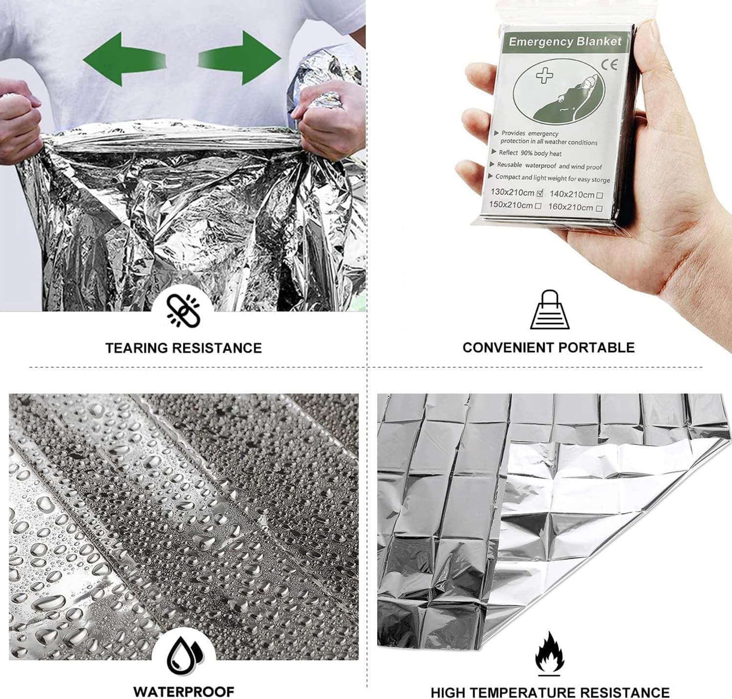 Detalle 1 de MIXIAO thermal survival blanket 51 x 83 in
