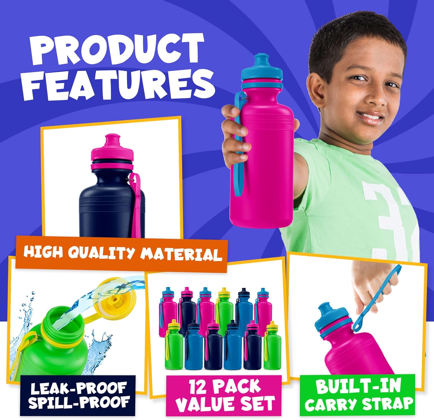 Thumbnail 6 de Kids water bottles 12 pack 18 oz