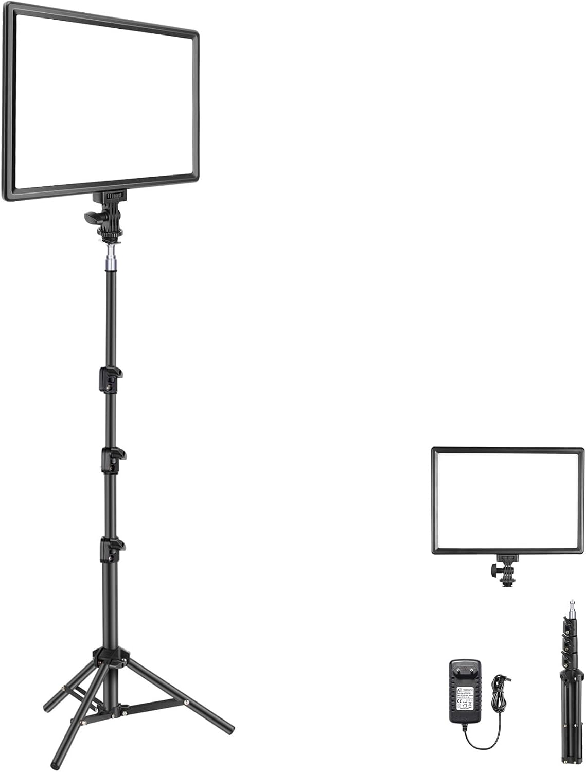 Detalle de NEEWER NL-192AI 13" LED Videolicht Panel Set mit Stativ – Bi-Color 3200–5600K, 2400 Lux, 8000mAh Akku