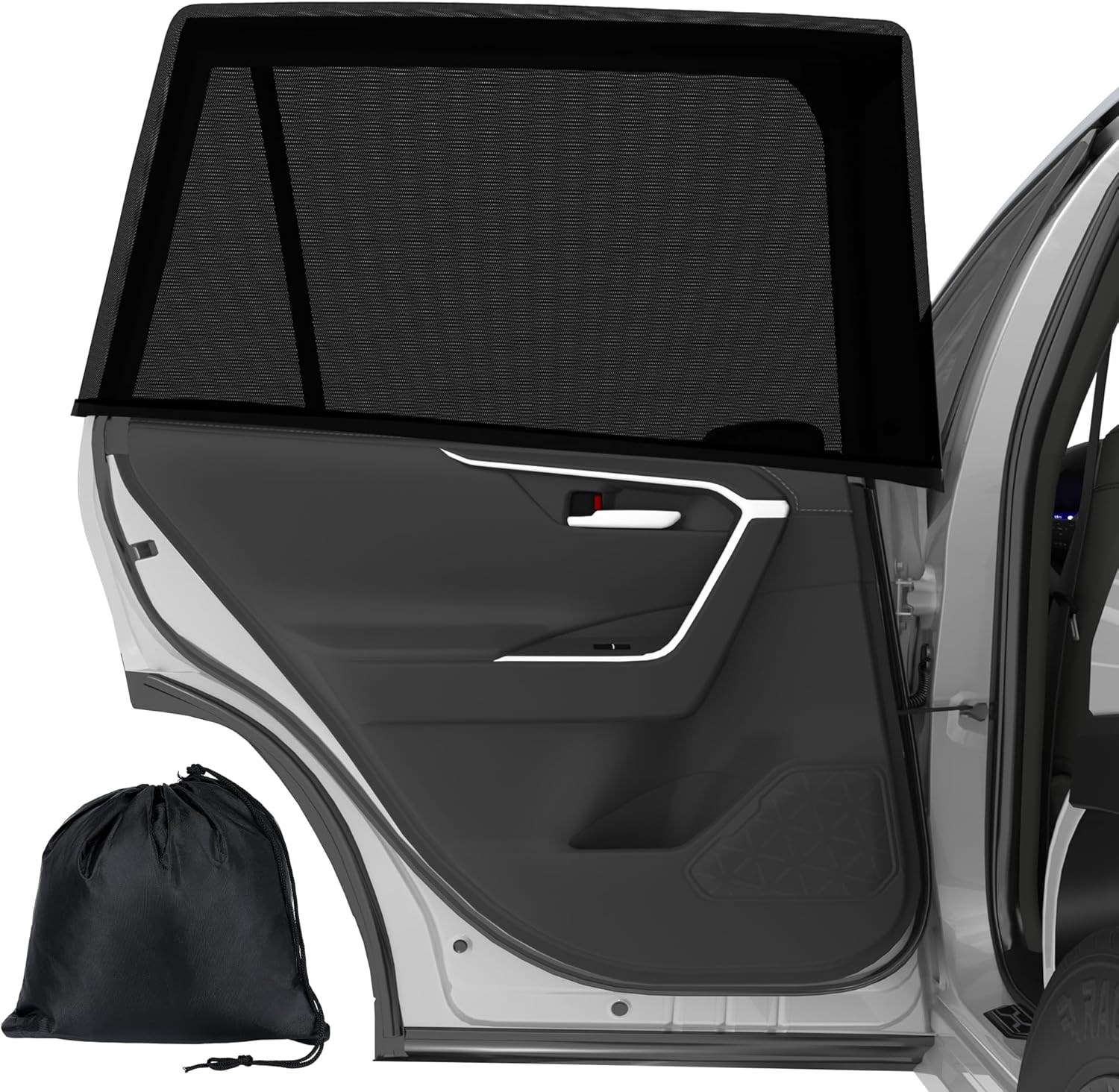 Thumbnail 6 de Vincona Car Window Shades for Baby (2 Pack) – Stretchable & Breathable Rear Window Screens for Sun, UV and Mosquito Protection (XL)