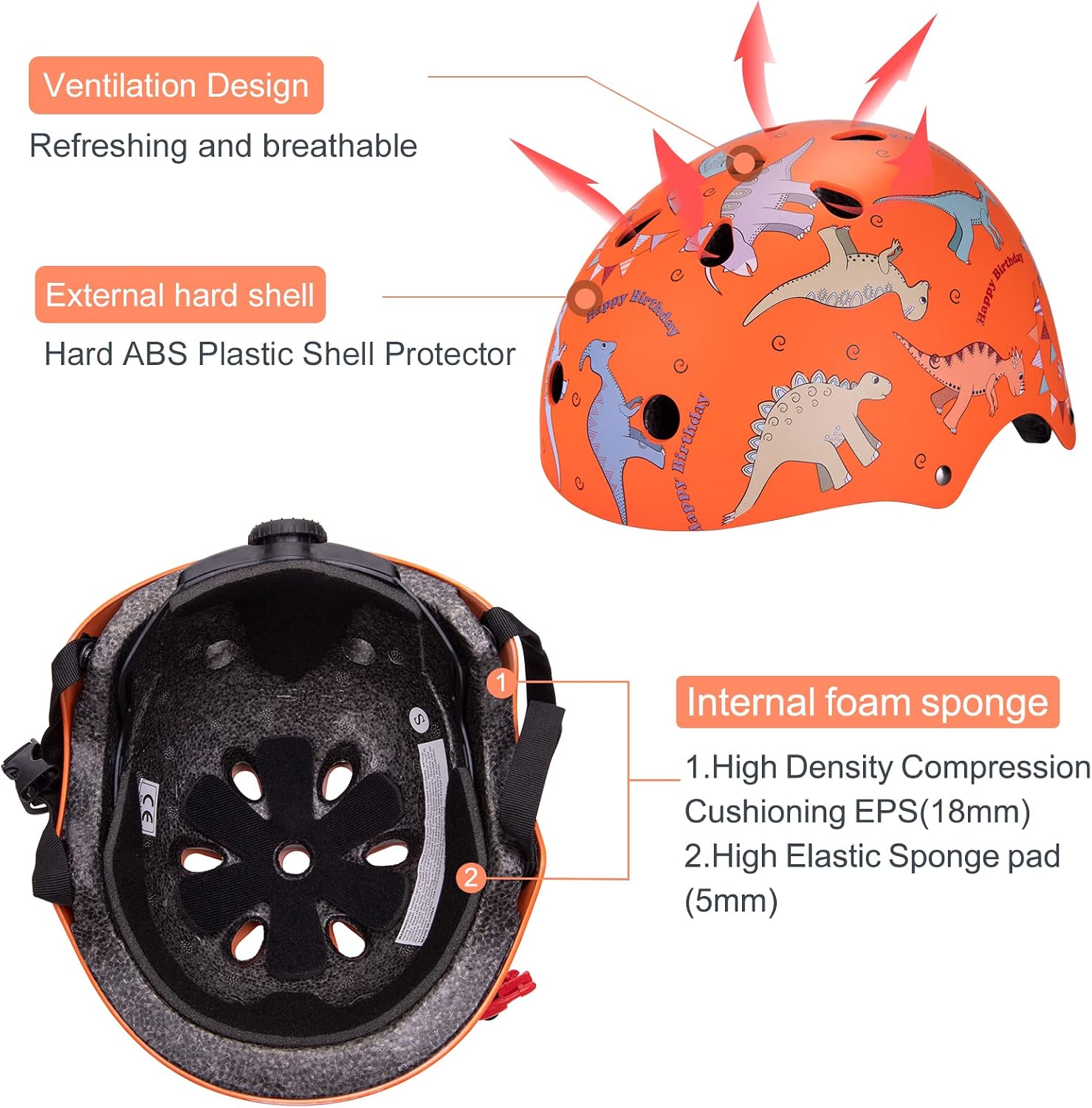 Detalle de Kids Helmet Pads Set for 2-8 Years: Lightweight Protective Gear for Bikes, Skateboards & Scooters
