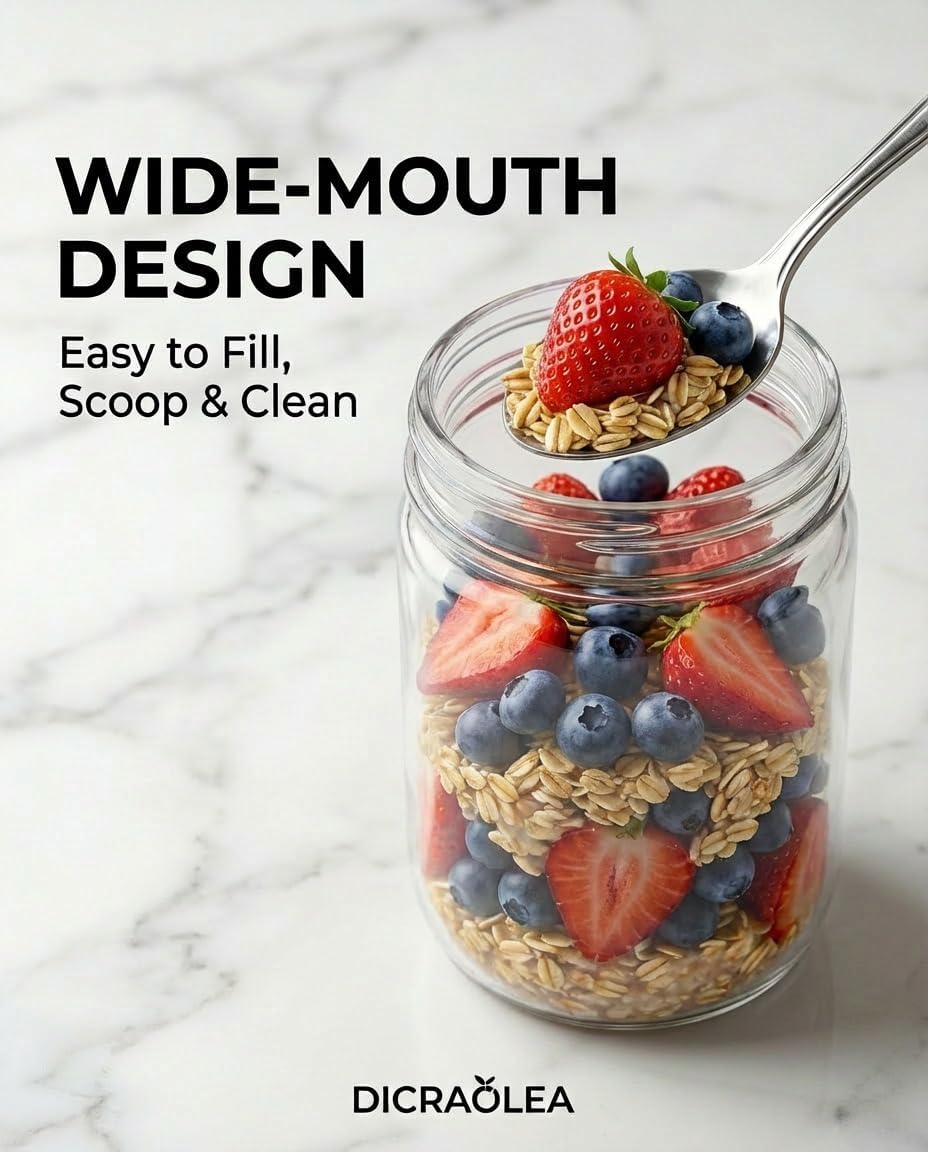 Thumbnail 3 de DicraoLea Glass Overnight Oats Jars 16oz