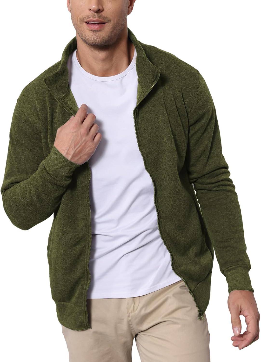 Detalle 2 de LAOARA herensweatshirt zonder capuchon met ritssluiting, fleece, maat M–3XL