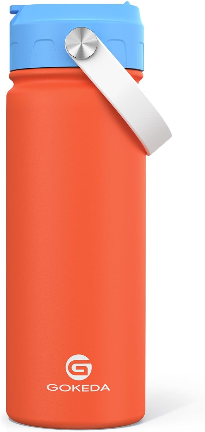 Detalle de GoKEDA PJSB-lanchen 18 oz Kids Water Bottle with Straw, Stickers & Dust-Proof Lid