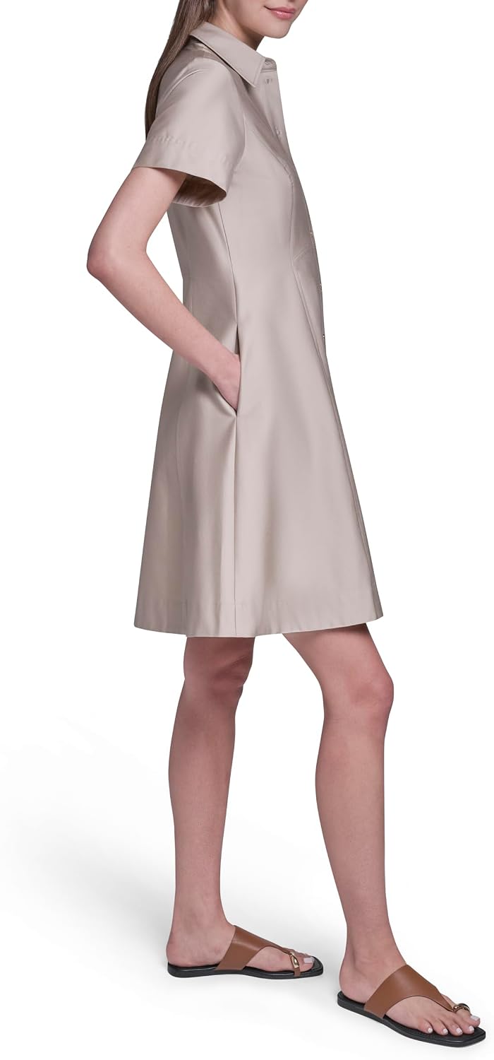 Detalle de Halston Women's Shirt Dress in Cotton Sateen