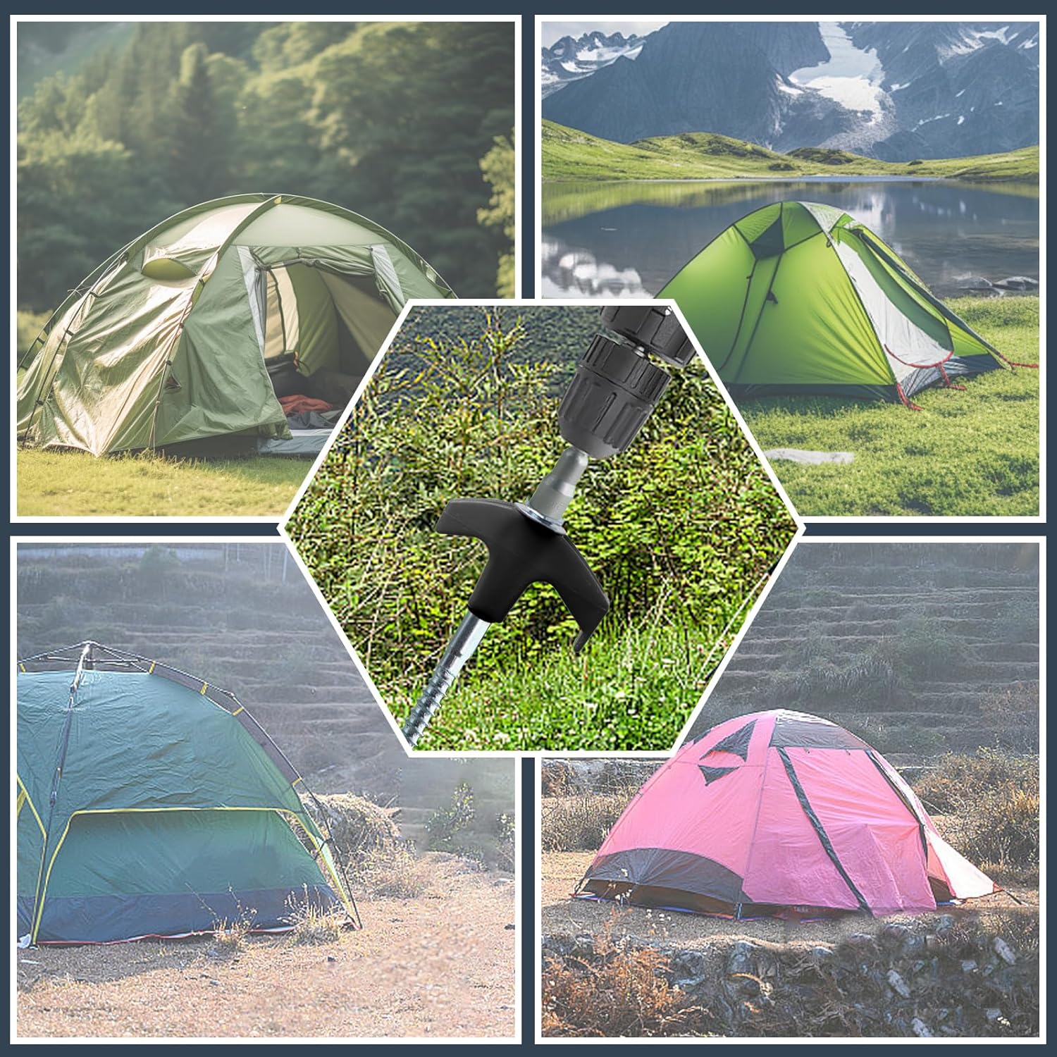 Thumbnail 4 de 20x Zeltheringe mit Drehfunktion und Gewinde – ultralange Camping-Pflöcke für harten Boden, Wald & Felsen