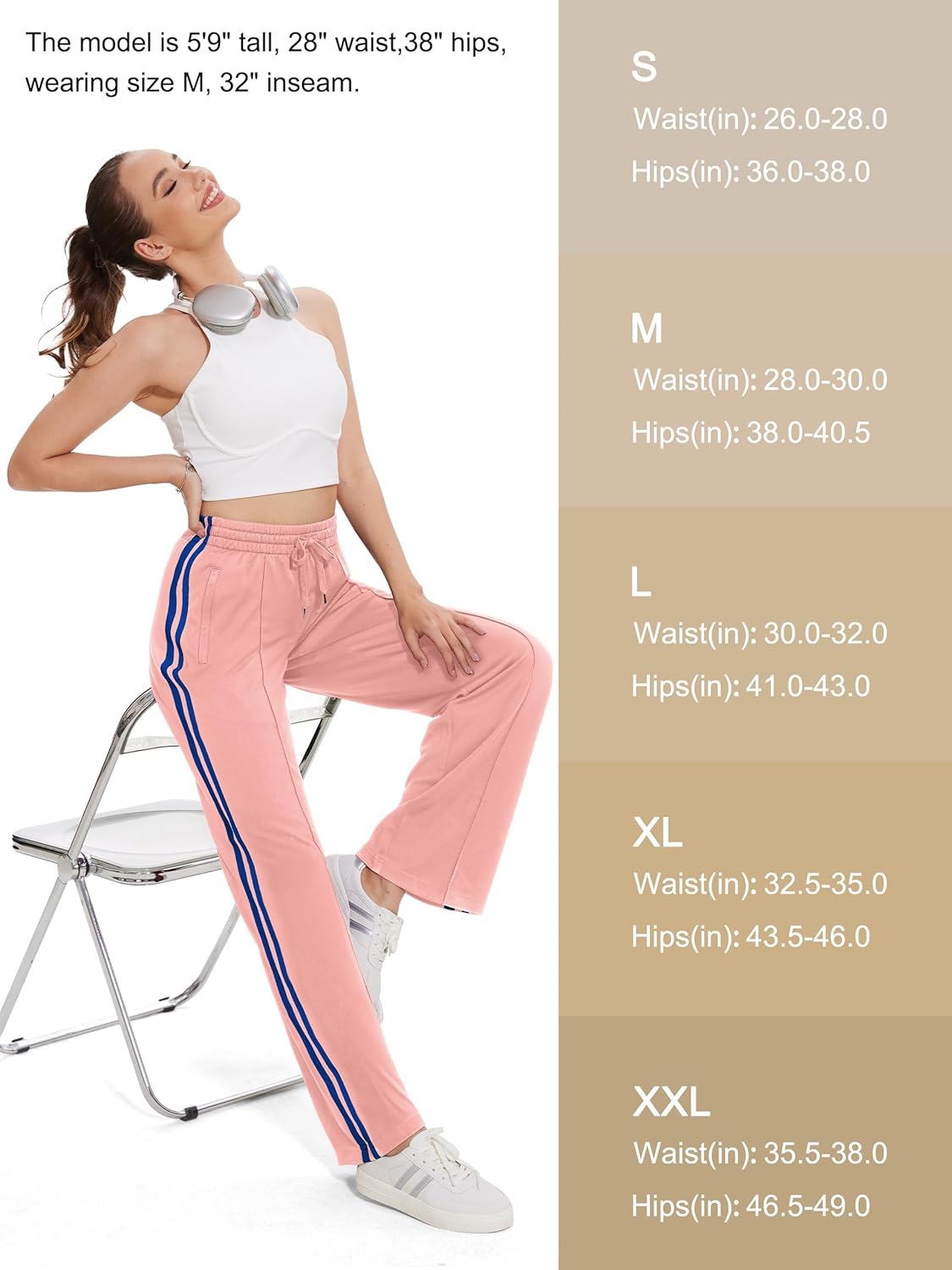 Thumbnail 6 de Tapata Women’s Track Pants (28/30/32/34/36 Inseam) Loose Straight-Leg Jogging Sweatpants