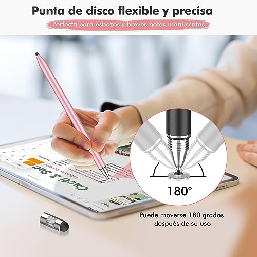 Thumbnail 2 de Lapiz para Tablet MEKO 3 en 1 Lapiz para iPad/iPhone/Samsung/Android/iOS, Lapiz Tactil Tablet de Alta Sensibilidad y Precisión con 10 Puntas de Repuesto (Negro + Oro Rosa)