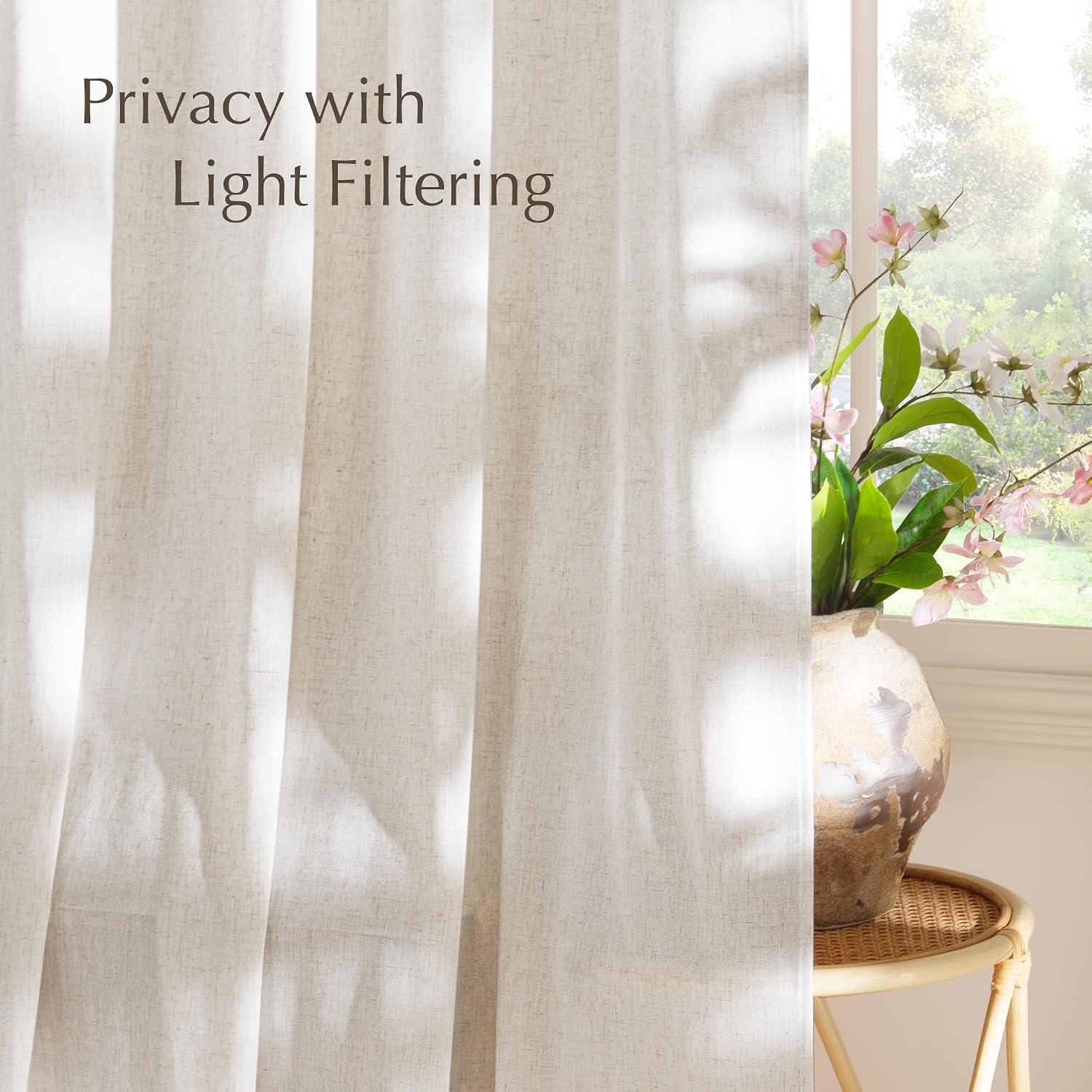Detalle 2 de NICETOWN Linen Blend Curtains, 84 Inches