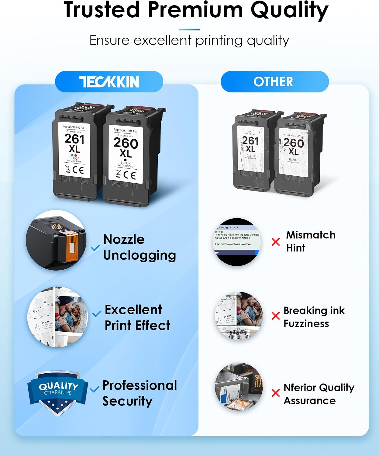 Thumbnail 5 de TECKKIN 260XL 261XL Ink Cartridges for Canon PIXMA, Black and Colour