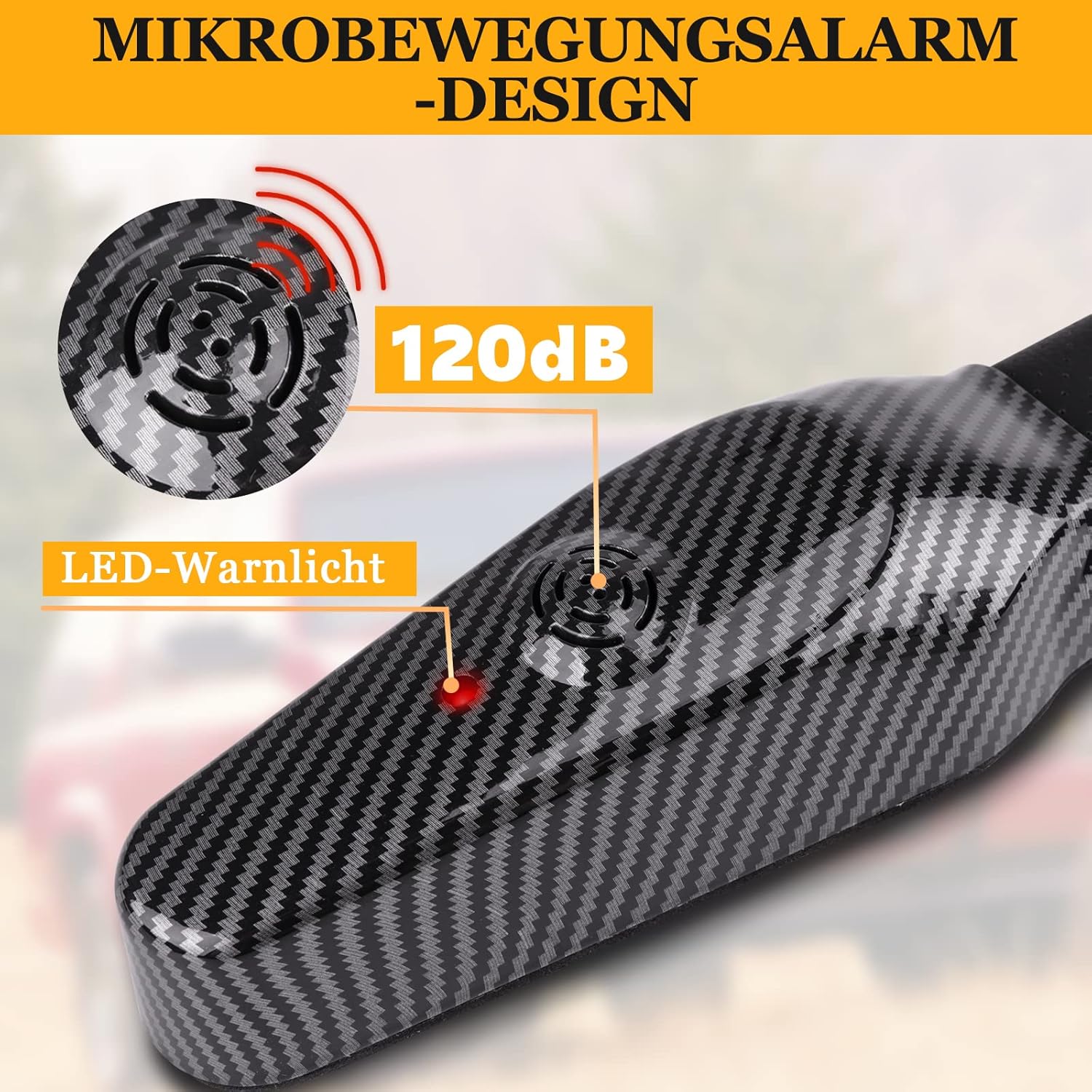 Detalle de Tevlaphee Lenkradkralle mit Alarm, 120 dB – Einziehbare Lenkradkralle, universell passgenau, Silber